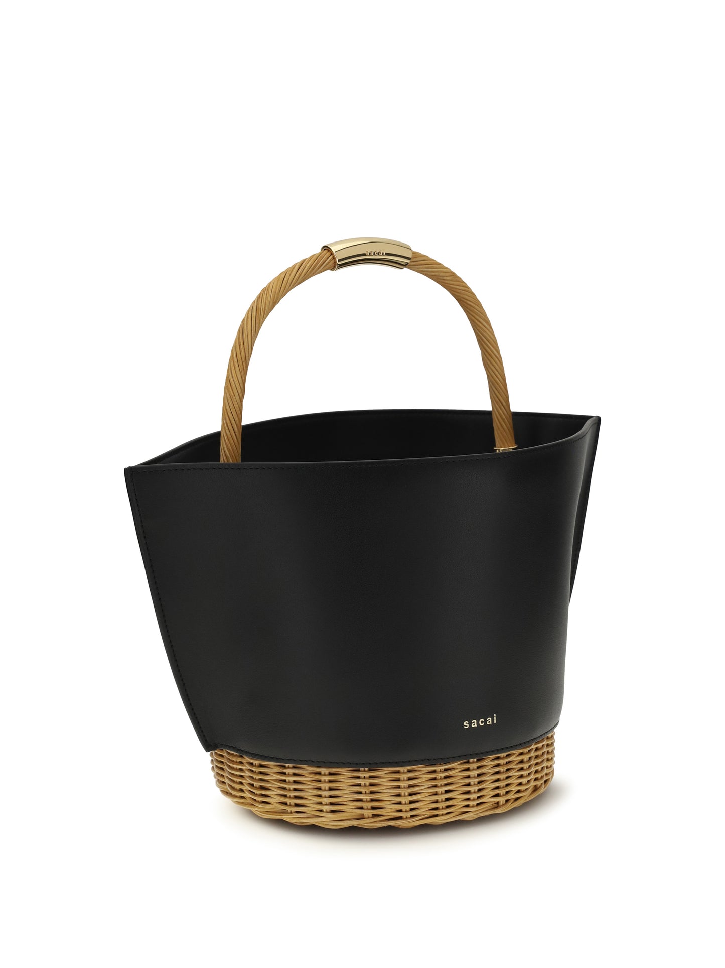Sacai Women Leather And Rattan Handbag SACAI