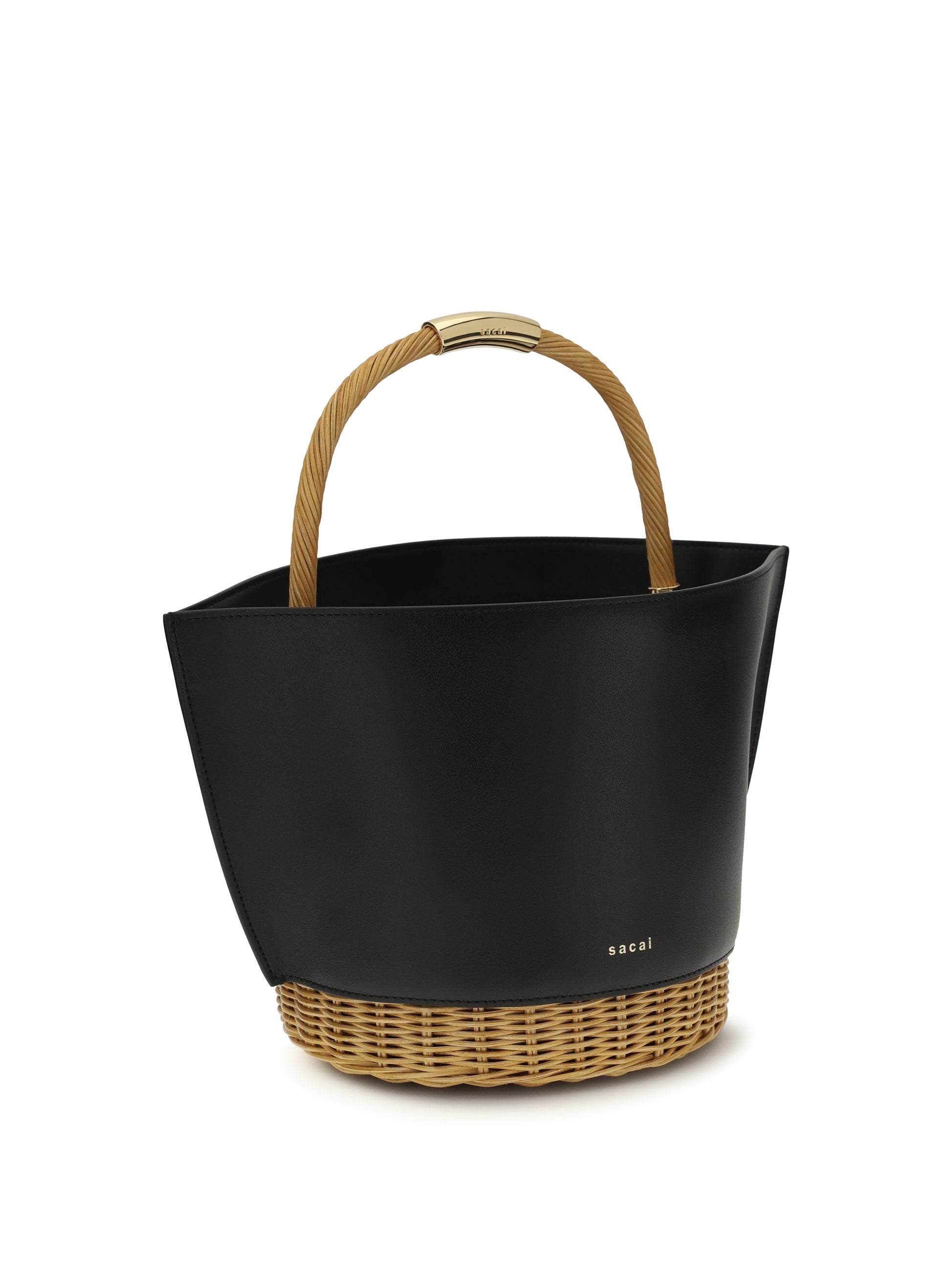 Sacai Women Leather And Rattan Handbag SACAI