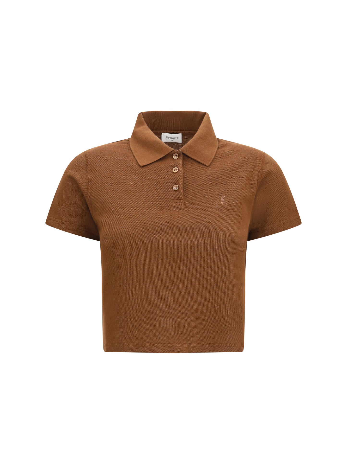 Saint Laurent Women Cassandre Short Cotton Piqué Polo Shirt SAINT LAURENT
