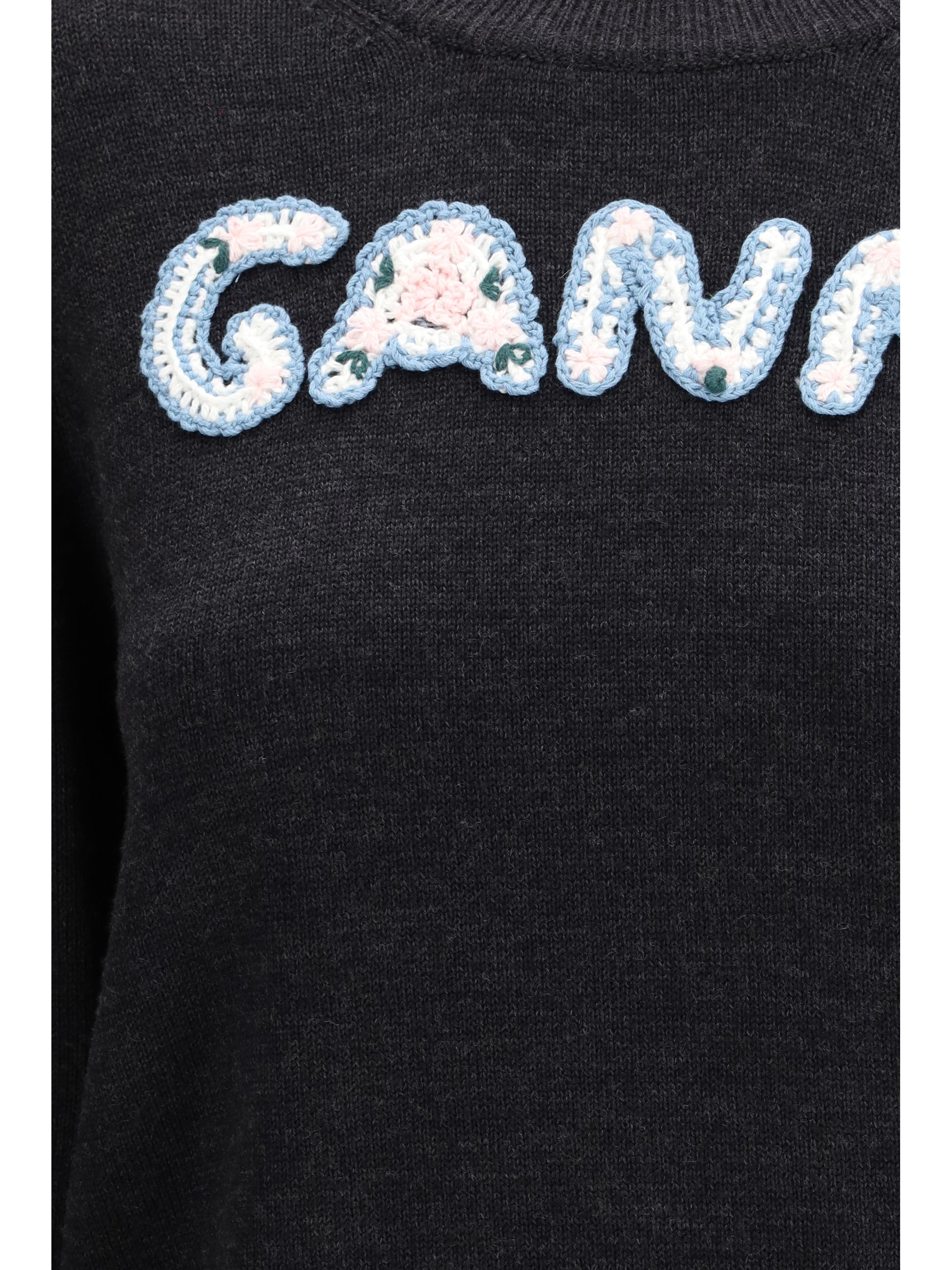 Ganni Women Crochet Appliqué Merino Sweater GANNI