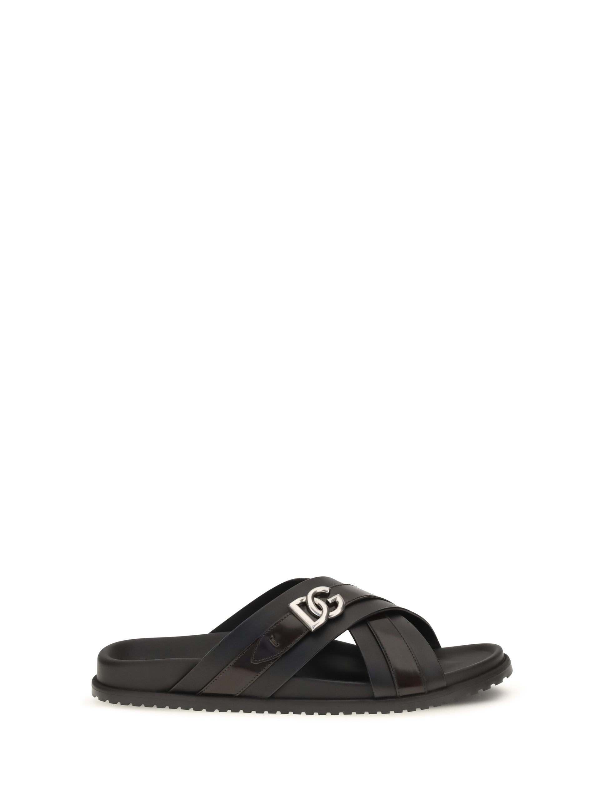 Dolce & Gabbana Men Smooth Calf Leather Slide Sandals DOLCE & GABBANA
