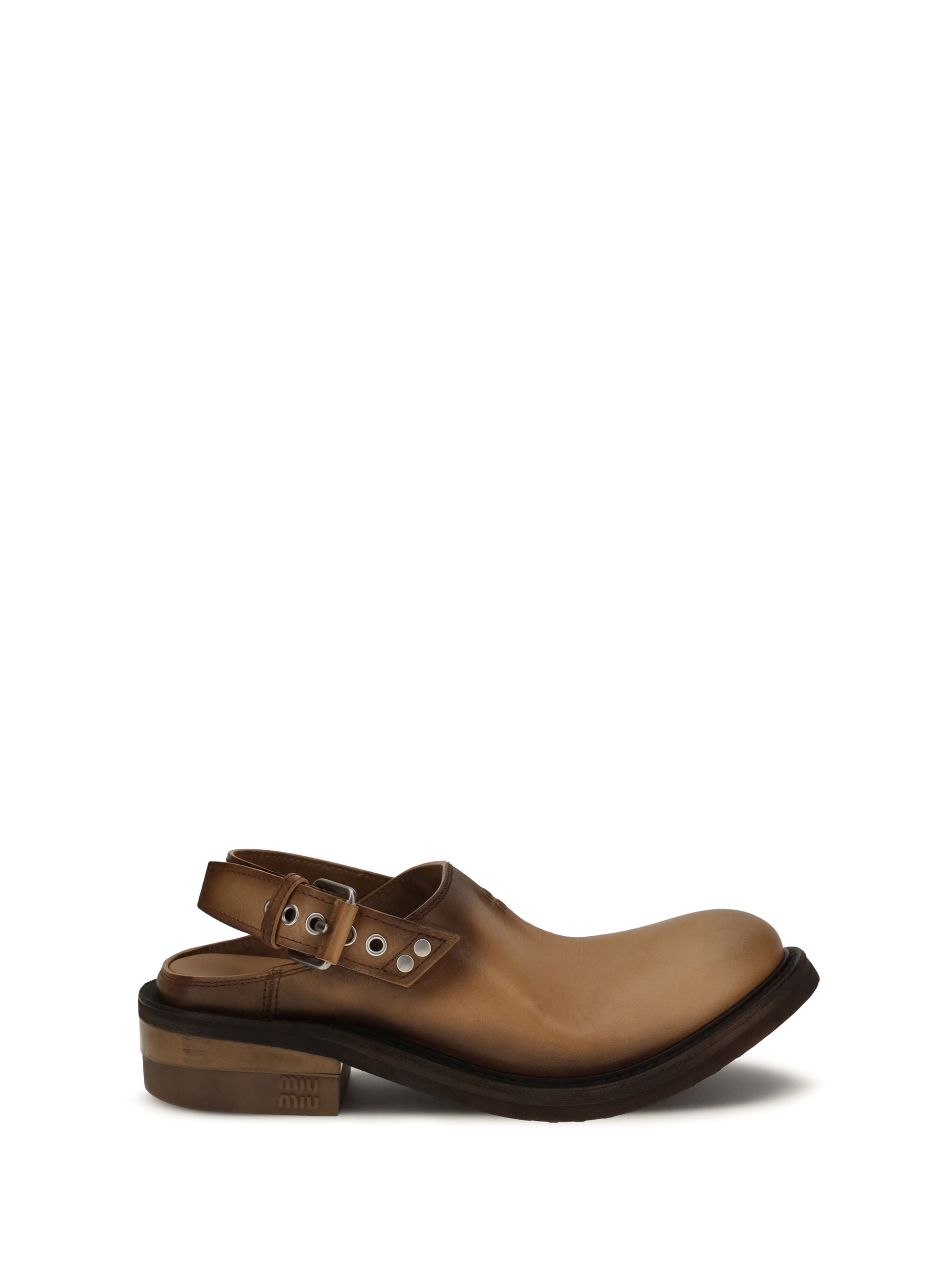 Miu Miu Women Foule Leather Mules MIU MIU
