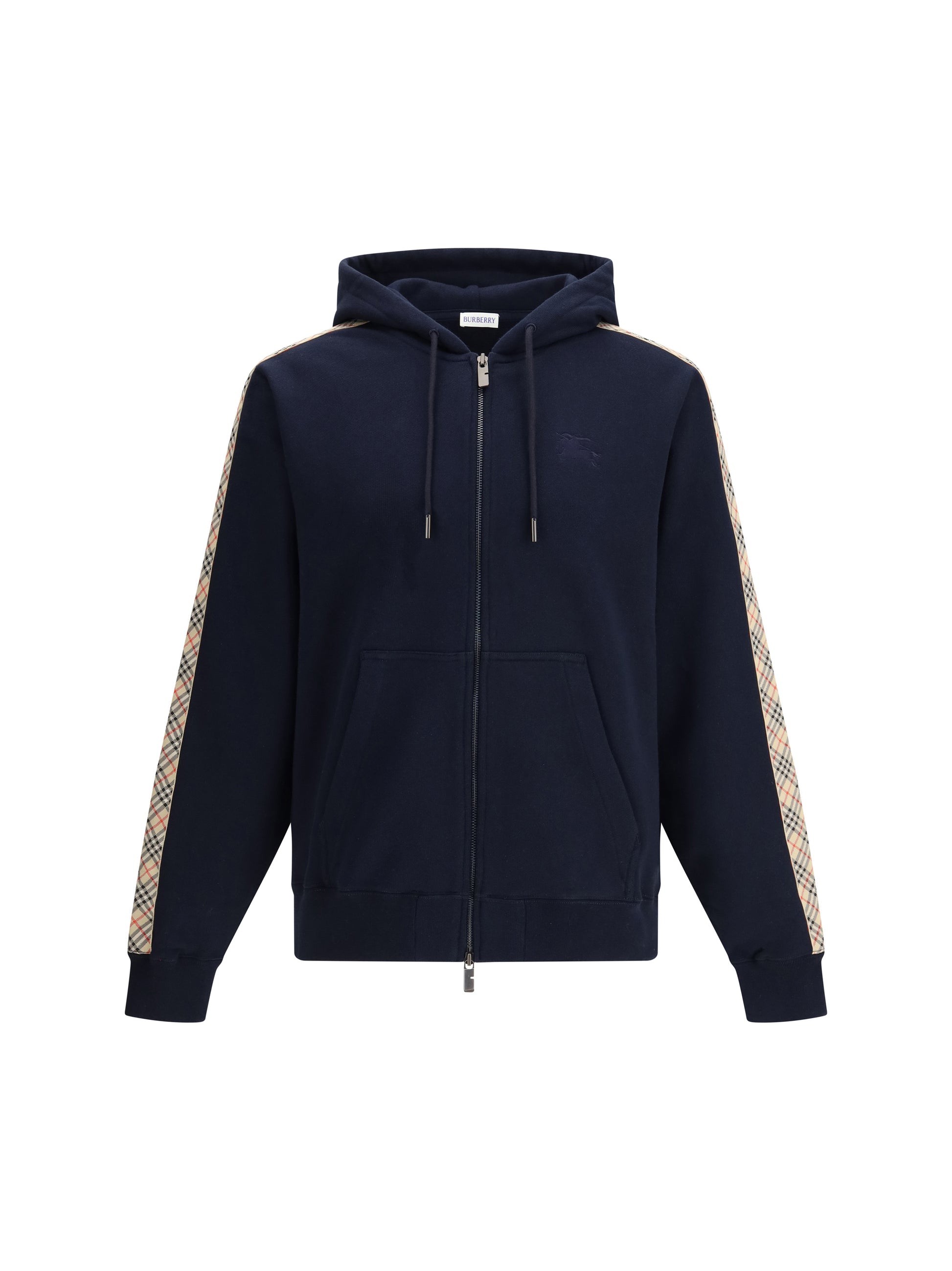 Burberry Men Check Trim Cotton Zip Hoodie BURBERRY