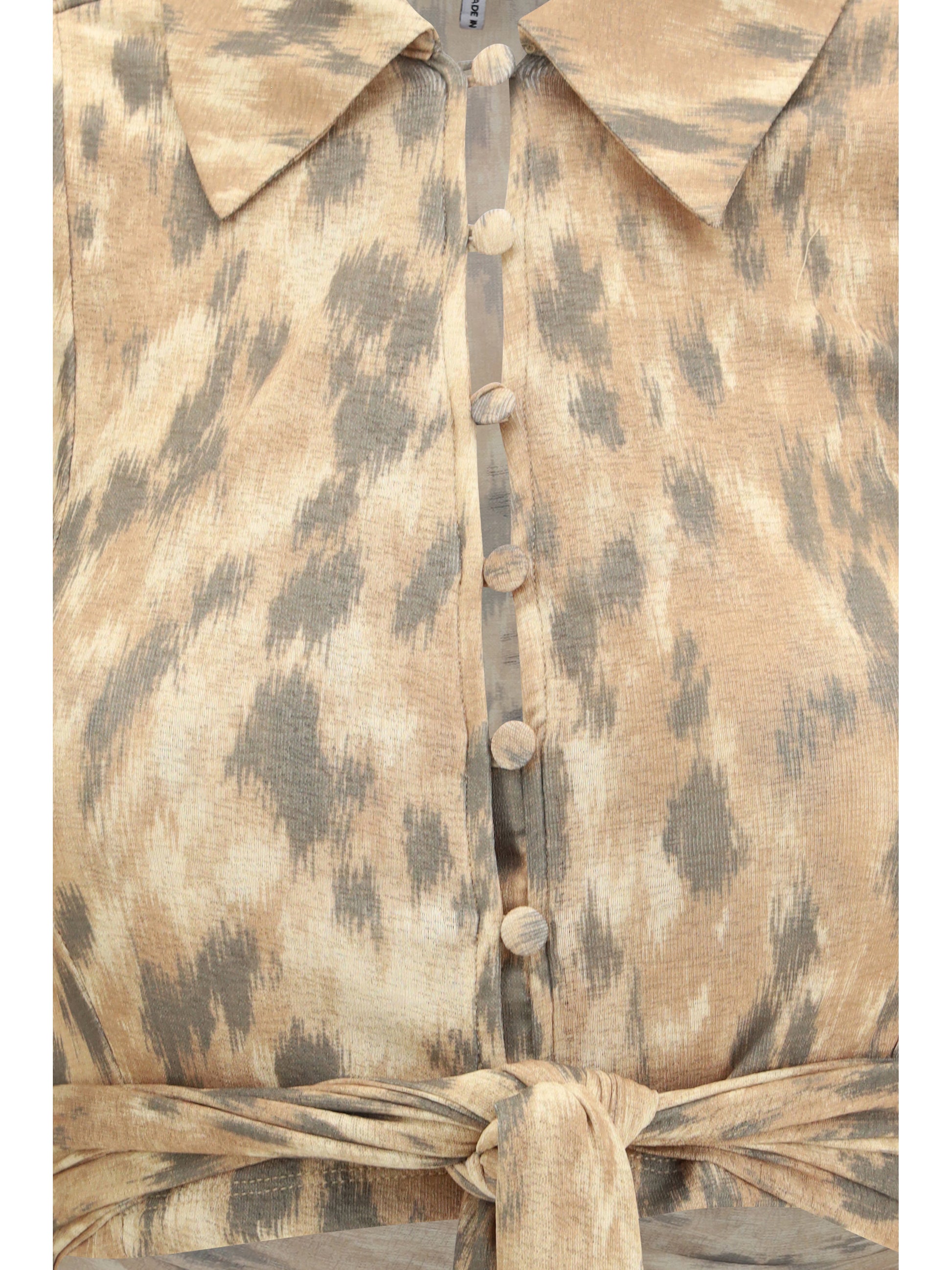 Ganni Women Printed Marl Mesh Tie Blouse GANNI