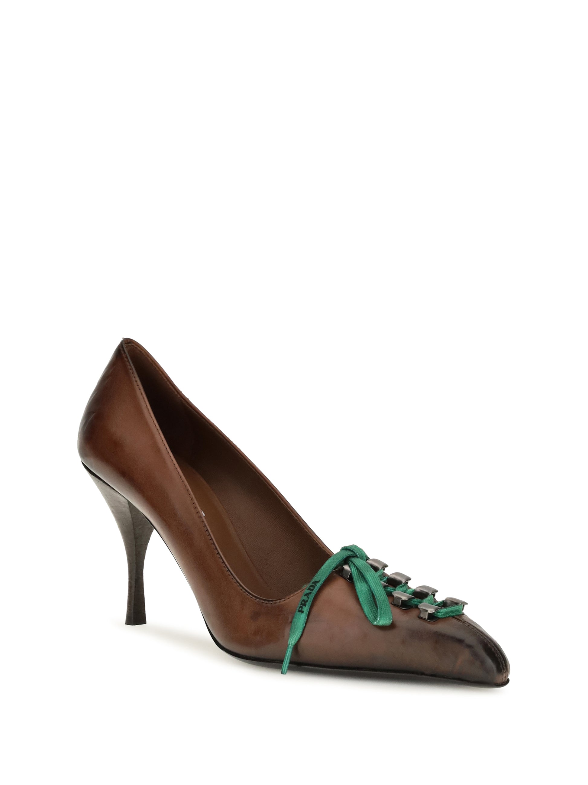 Prada Women Leather Lace-Up Pumps PRADA