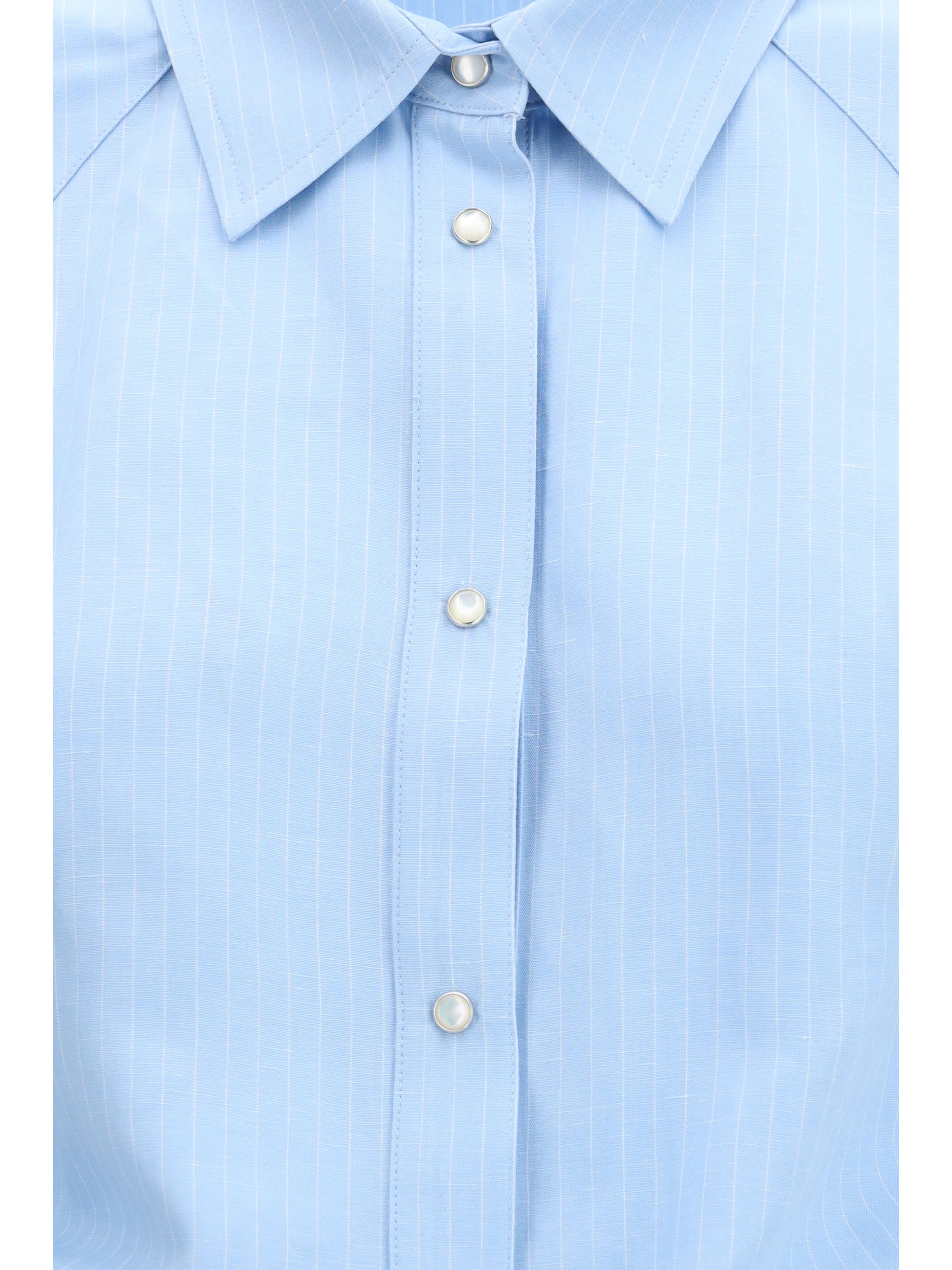 Jacob Cohen Women Short-Sleeve Shirt In Striped Viscose And Linen Canvas JACOB COHEN