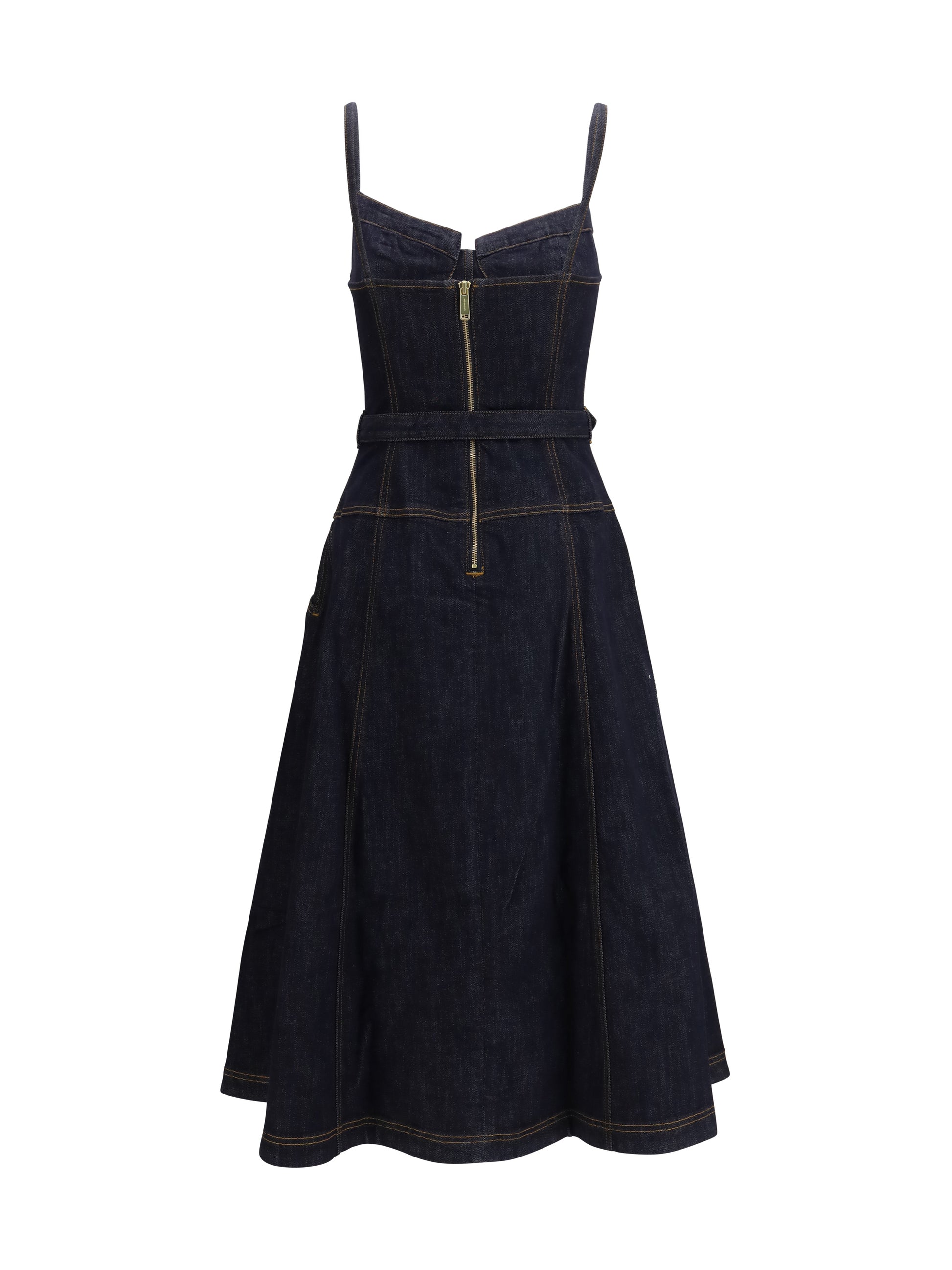 Self-Portrait Women Denim Flared Midi Dress SELF-PORTRAIT