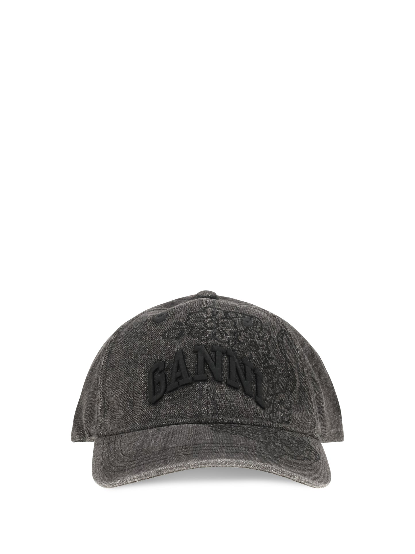 Ganni Women Baseball Cap In Embroidered Denim GANNI