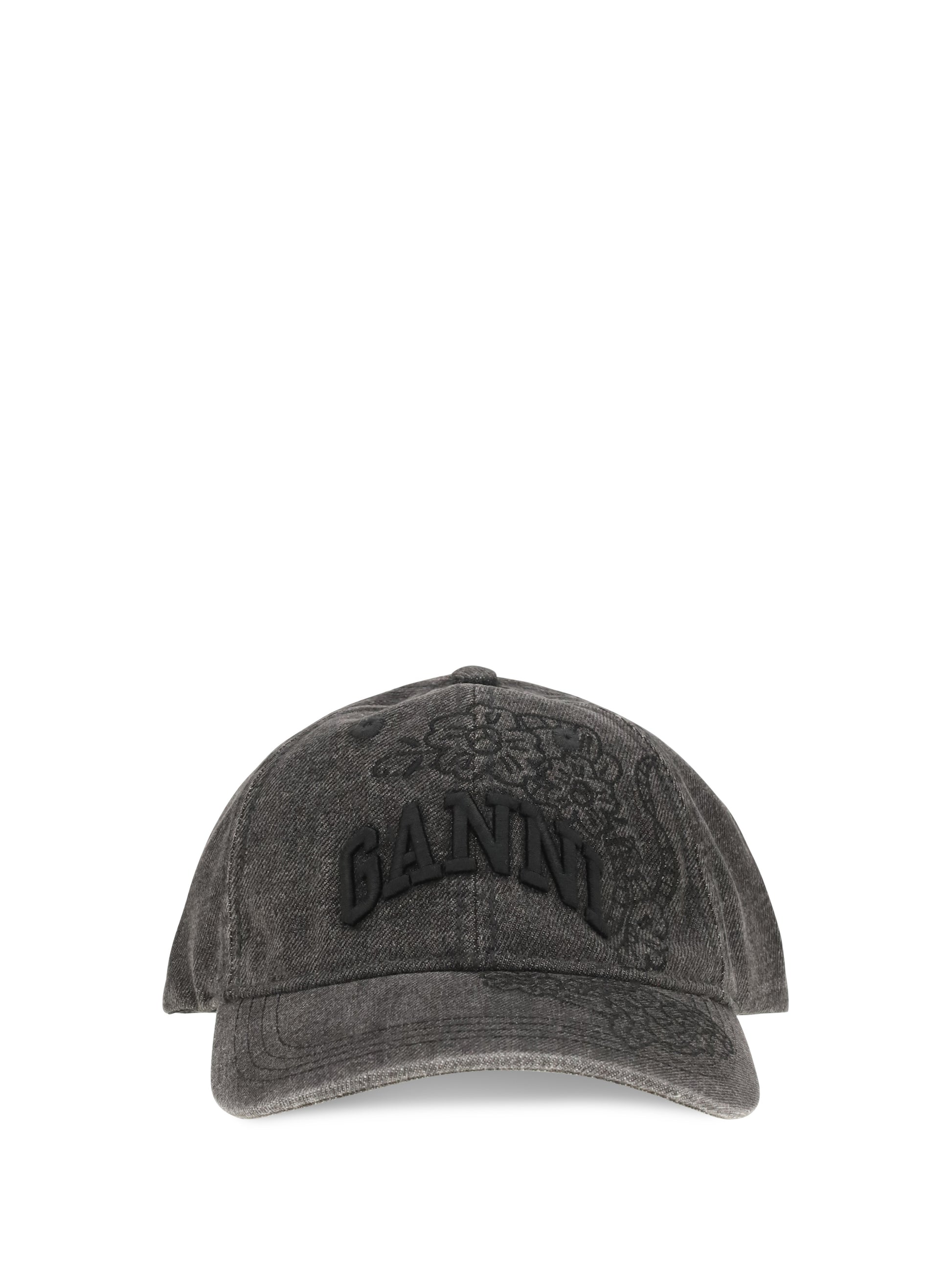Ganni Women Baseball Cap In Embroidered Denim GANNI