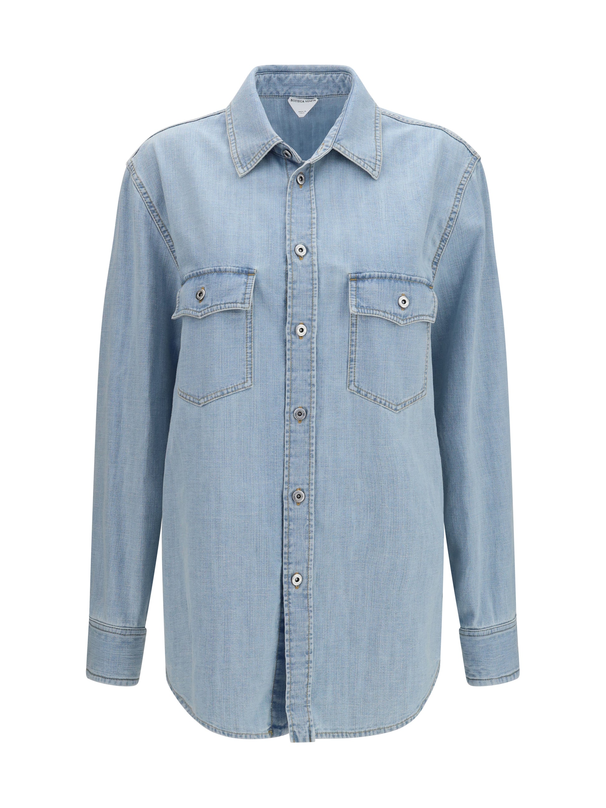 Bottega Veneta Women Sky Bleached Oversize Denim Shirt BOTTEGA VENETA