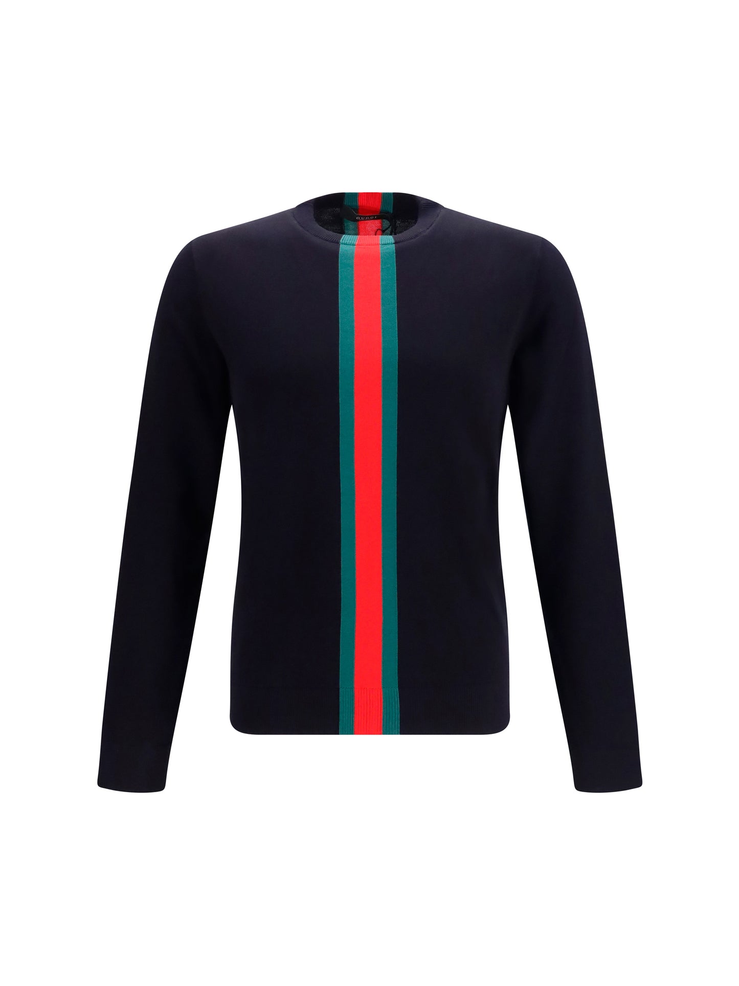 Gucci Men Knitted Cotton Sweater With Web Intarsi GUCCI