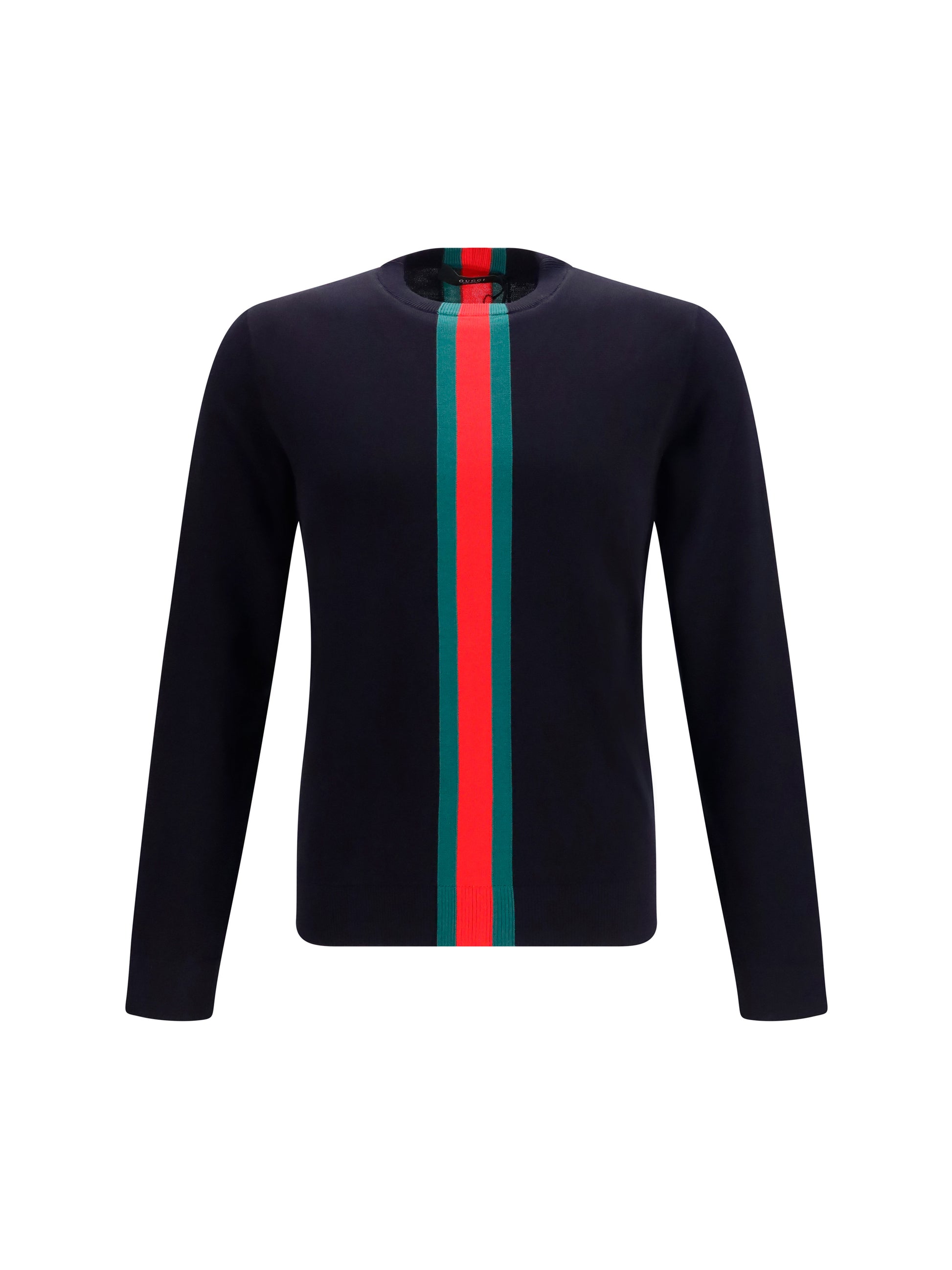 Gucci Men Knitted Cotton Sweater With Web Intarsi GUCCI