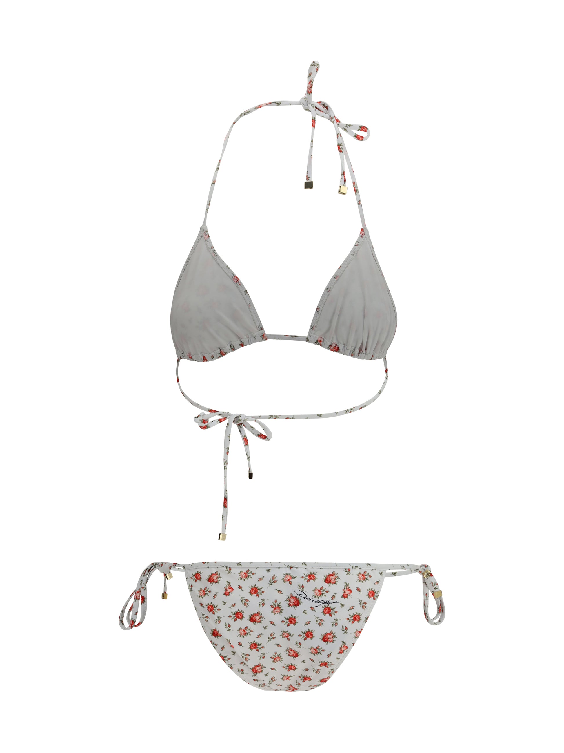 Dolce & Gabbana Women Triangle Bikini With Roselline Print DOLCE & GABBANA