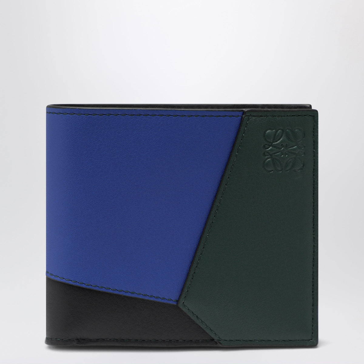 Loewe Puzzle Black And Blue Bifold Wallet In Calfskin Men LOEWE