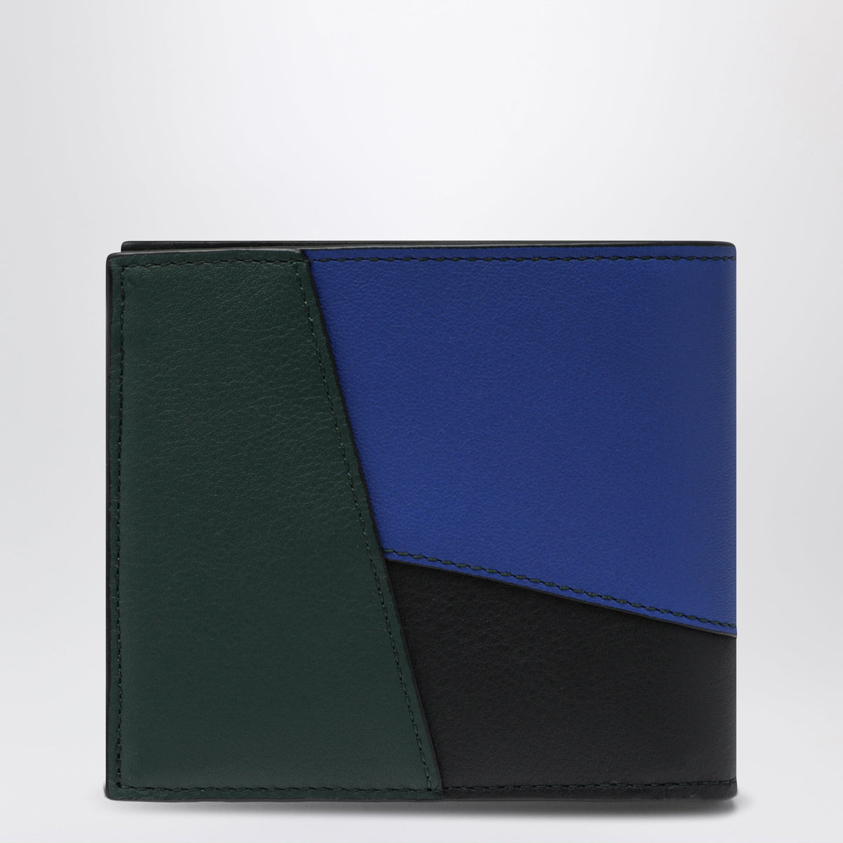 Loewe Puzzle Black And Blue Bifold Wallet In Calfskin Men LOEWE
