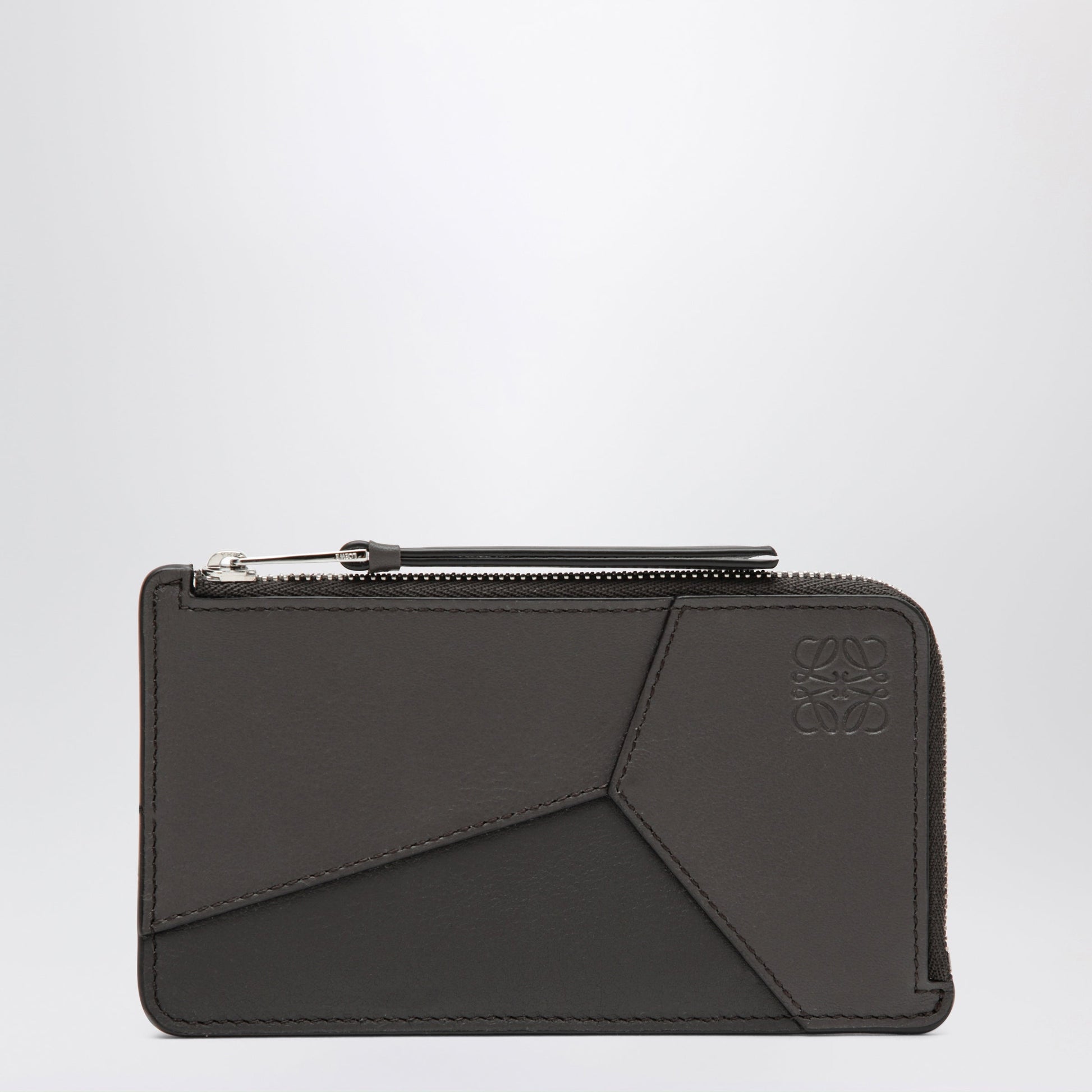 Loewe Puzzle Coin Purse With Card Holder In Dark Grey Leather Men LOEWE