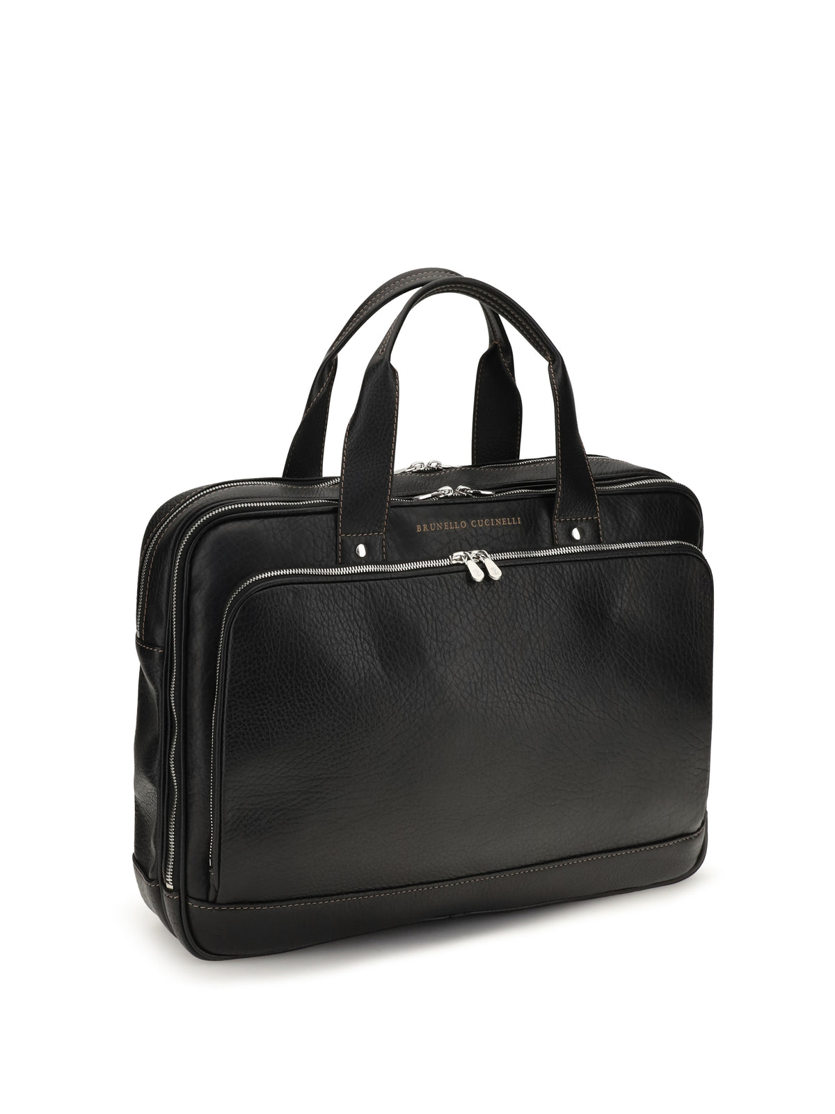 Brunello Cucinelli Men Grained Calfskin Zip-Top Handbag BRUNELLO CUCINELLI