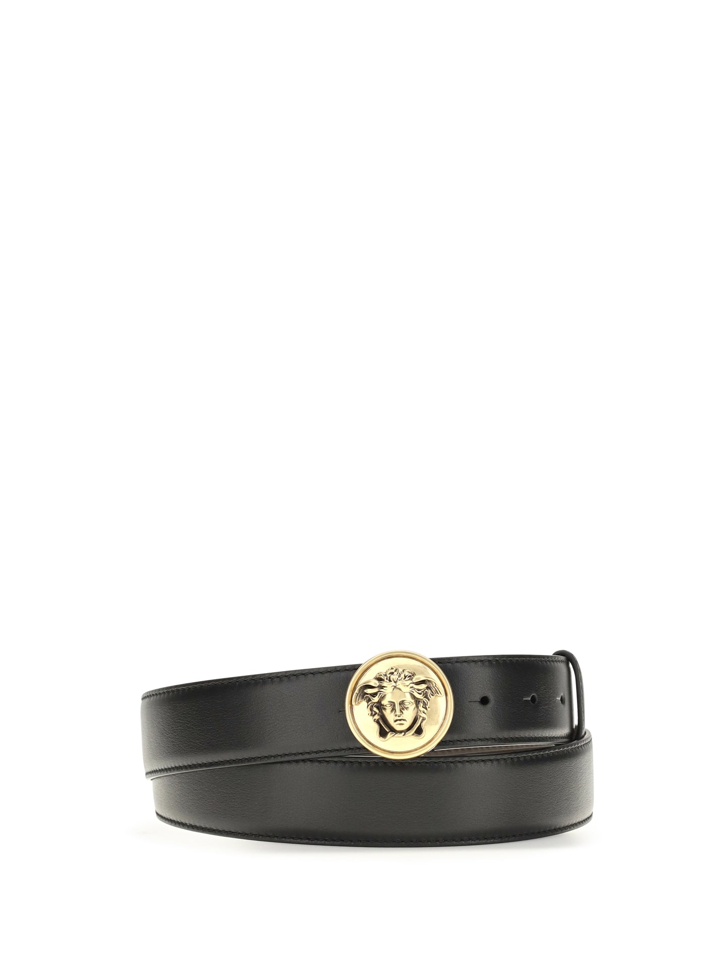 Versace Men Medusa Buckle Leather Belt VERSACE