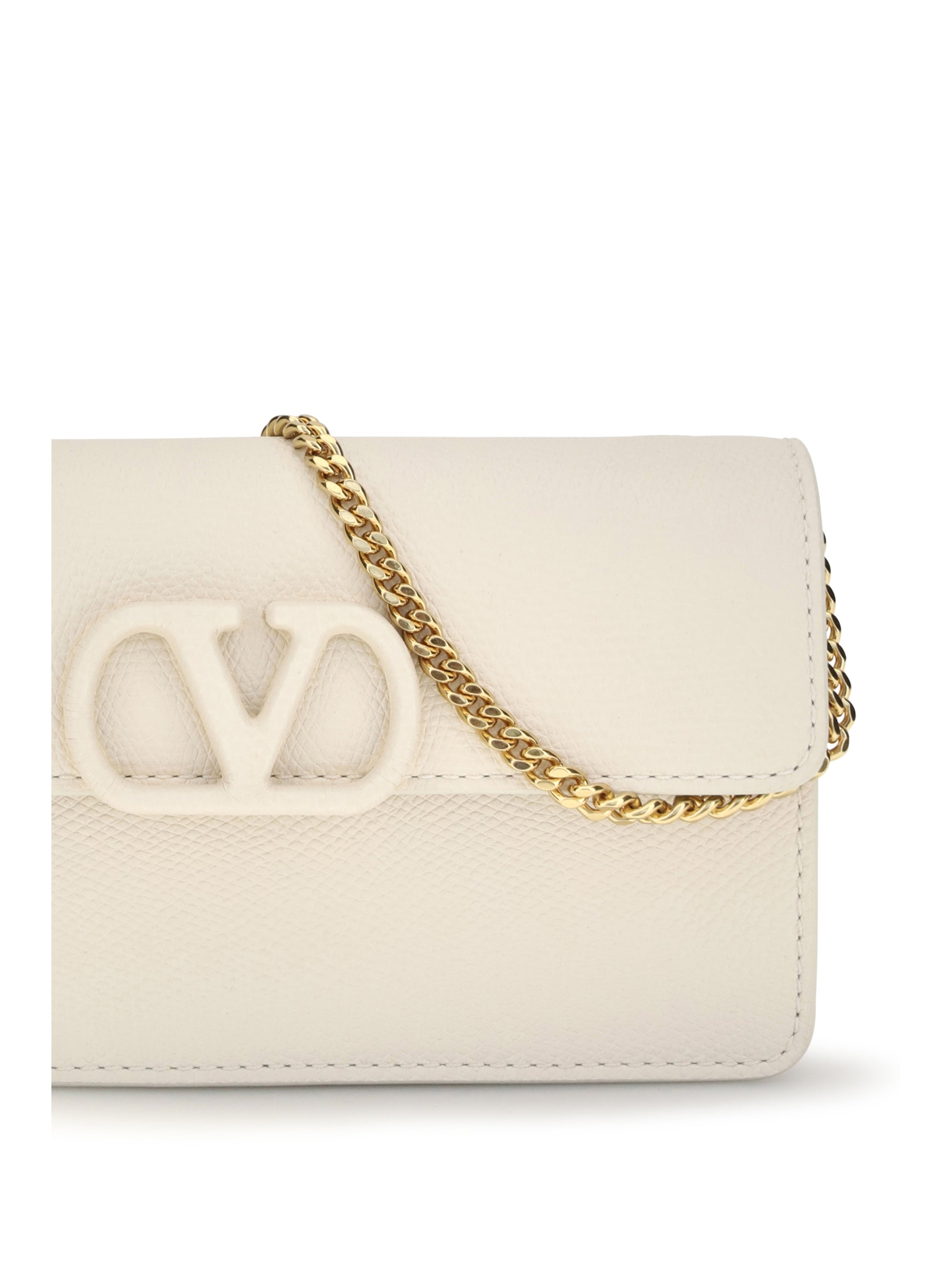 Valentino Garavani Women Vlogo Signature Grainy Calfskin Chain Wallet VALENTINO GARAVANI