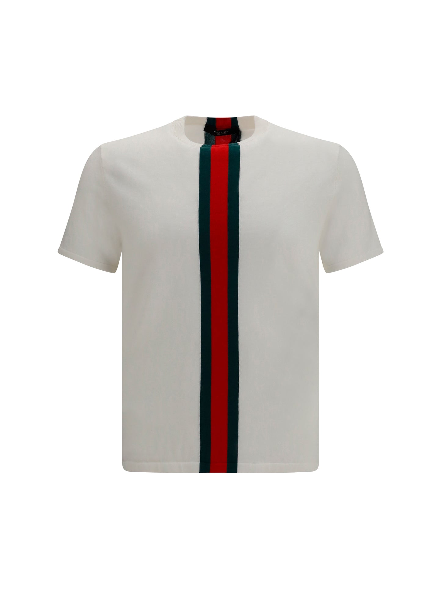 Gucci Men Cotton Knit T-Shirt With Web Intarsia GUCCI