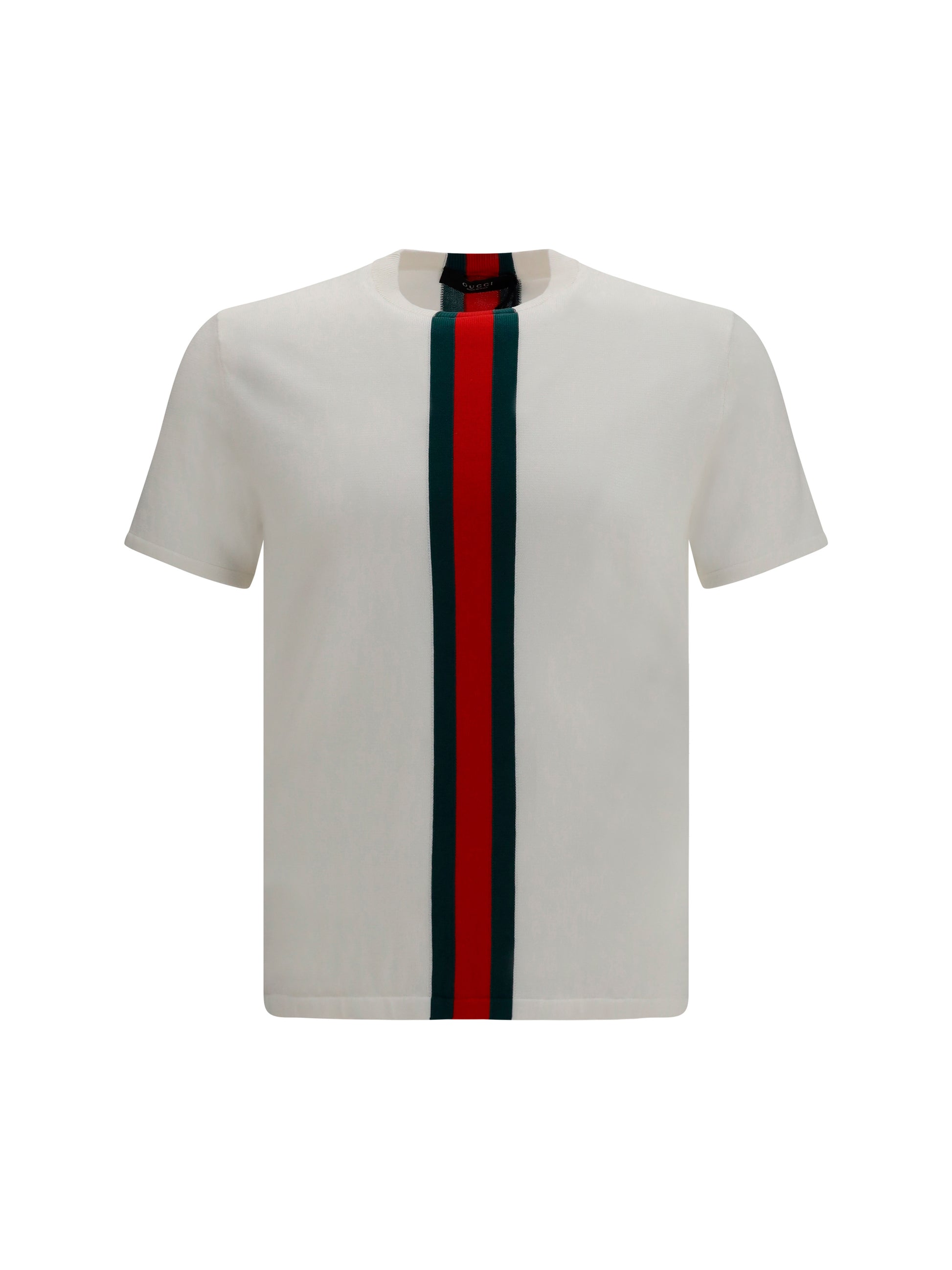 Gucci Men Cotton Knit T-Shirt With Web Intarsia GUCCI
