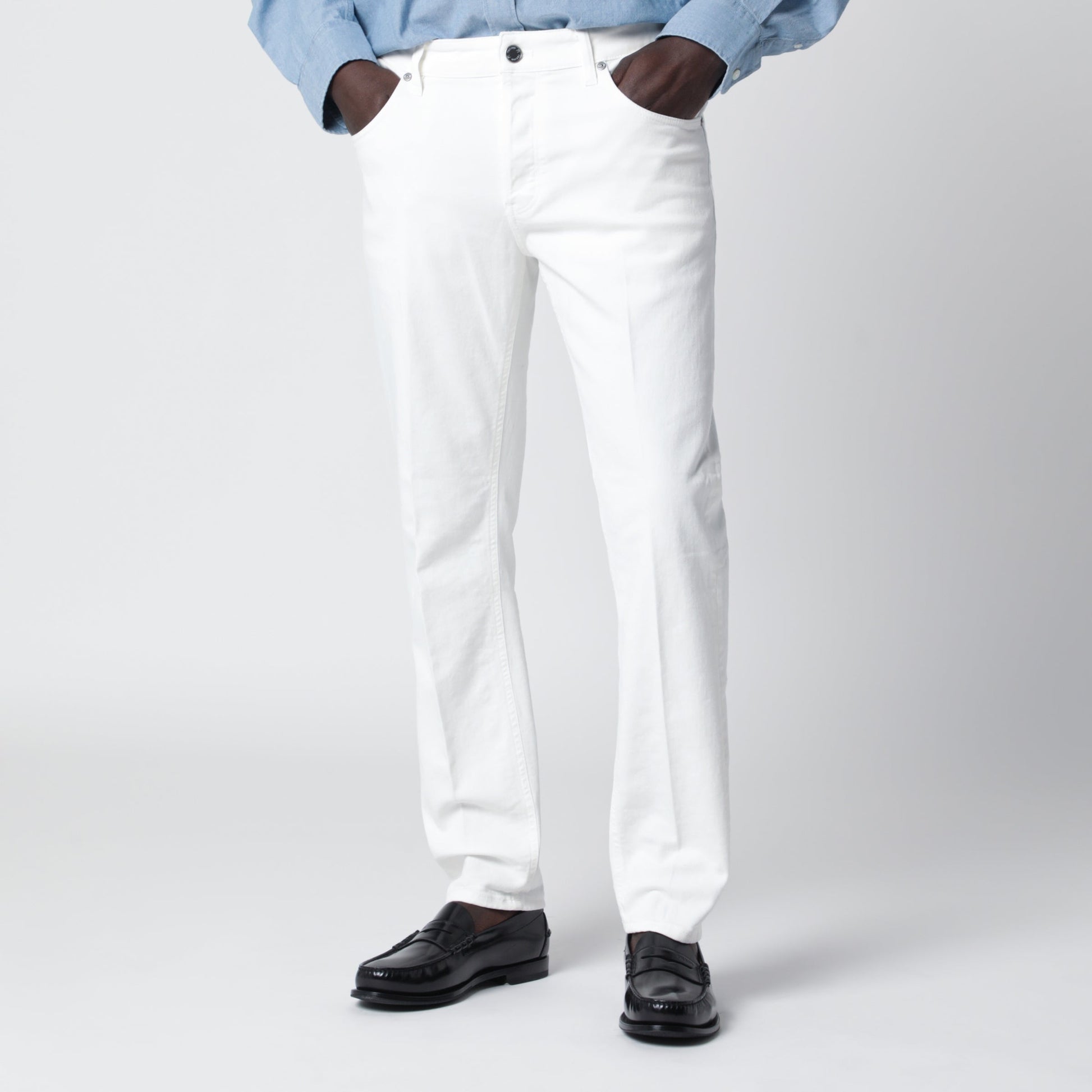 Pt Torino Denim White Reggae Tapered Trousers Men PT Torino Denim