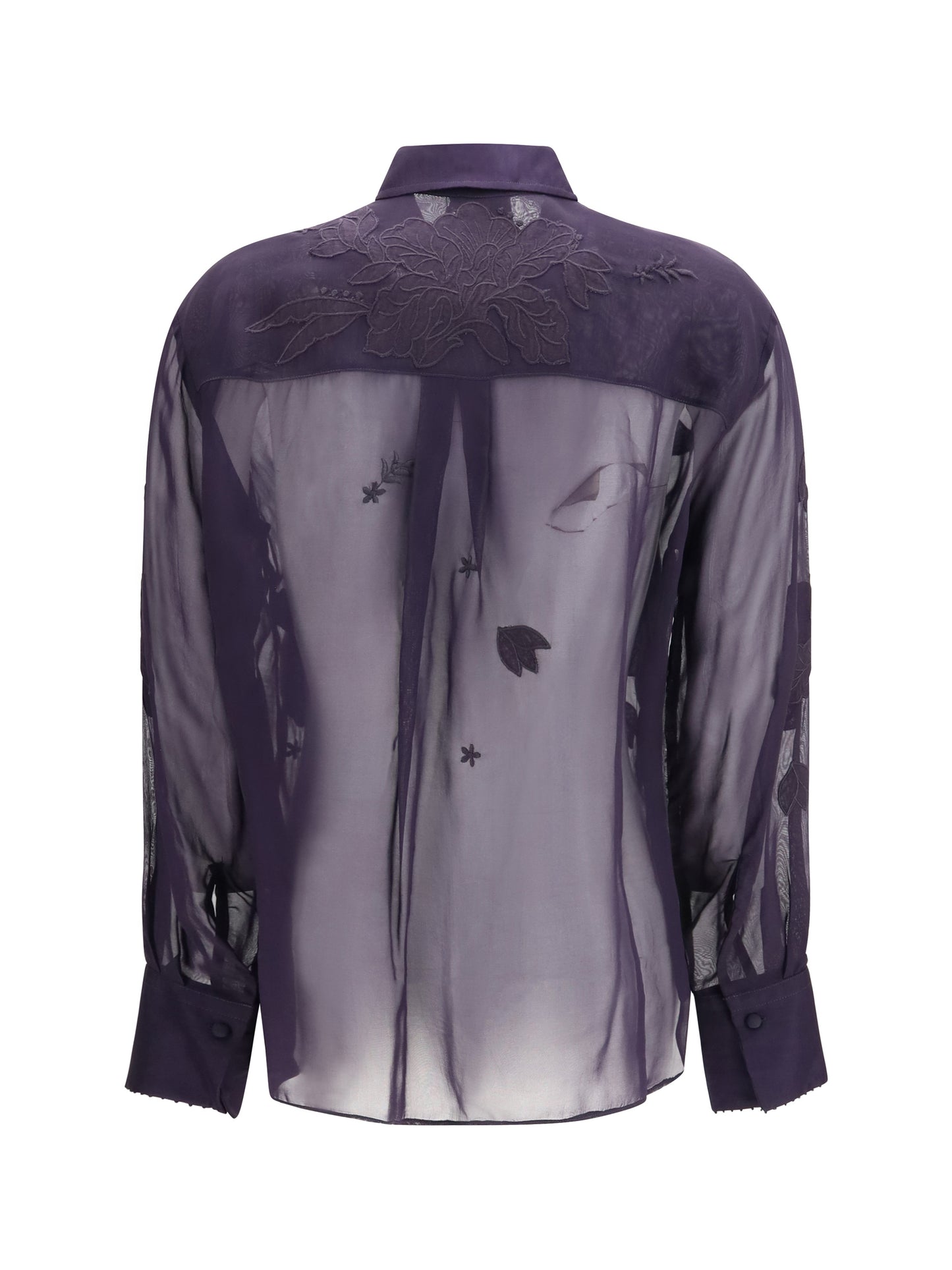 Forte_Forte Women Organza Shirt With Floral Embroidery