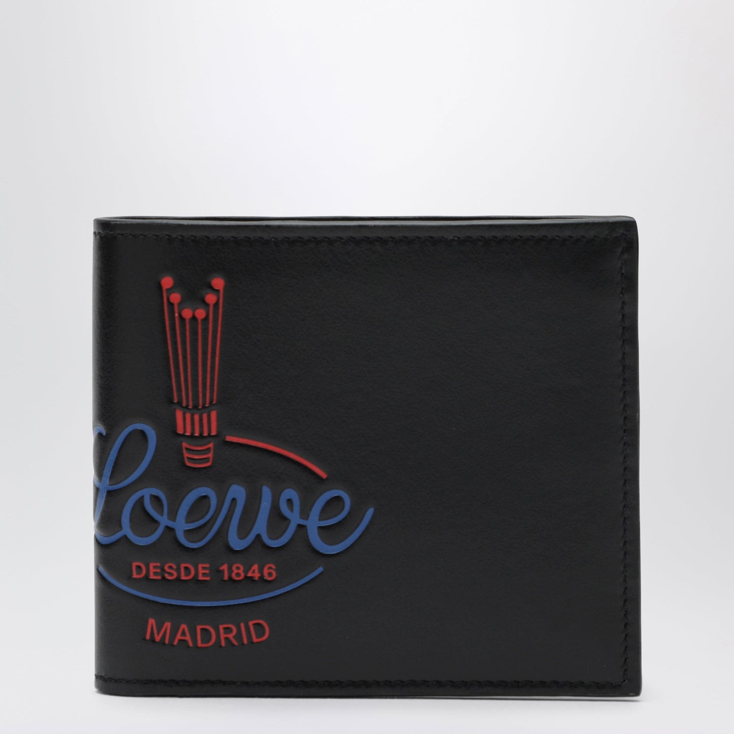 Loewe Black Leather Bi-Fold Wallet With Logo Men LOEWE