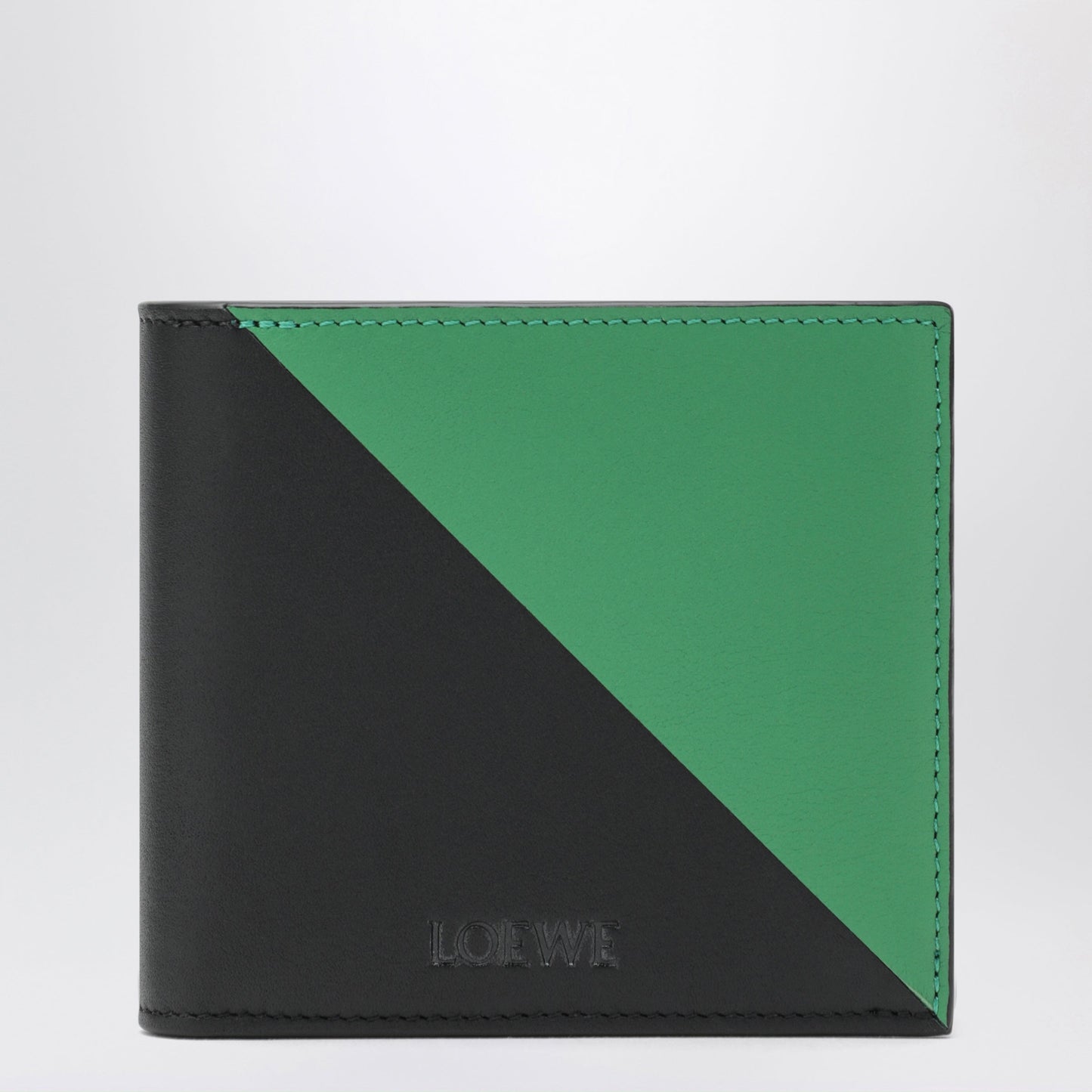Loewe Flag Bifold Wallet With Coin Pocket In Black / Tropical Green Leather Men LOEWE