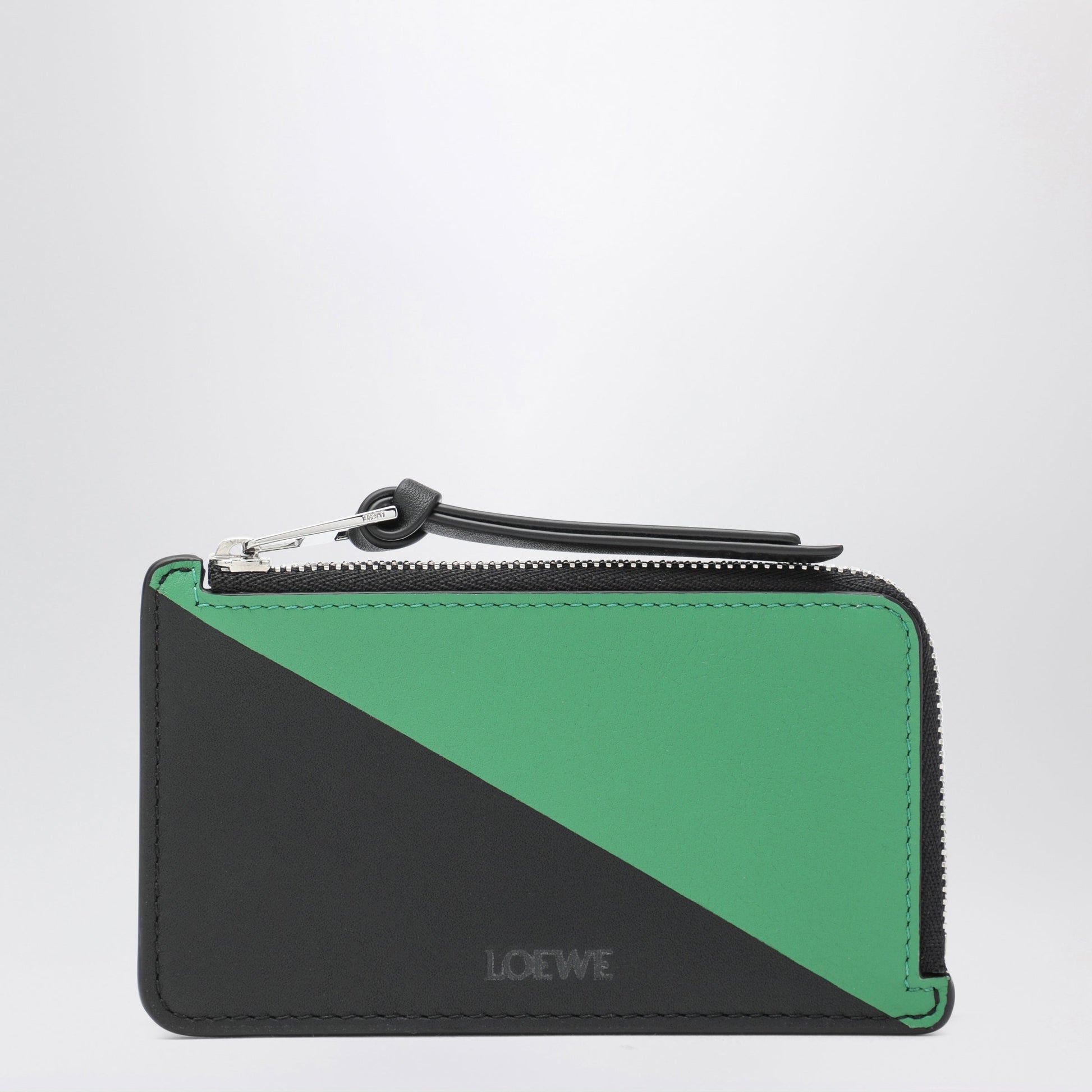 Loewe Flag Card Holder With Coin Pocket In Black / Tropical Green Leather Men LOEWE