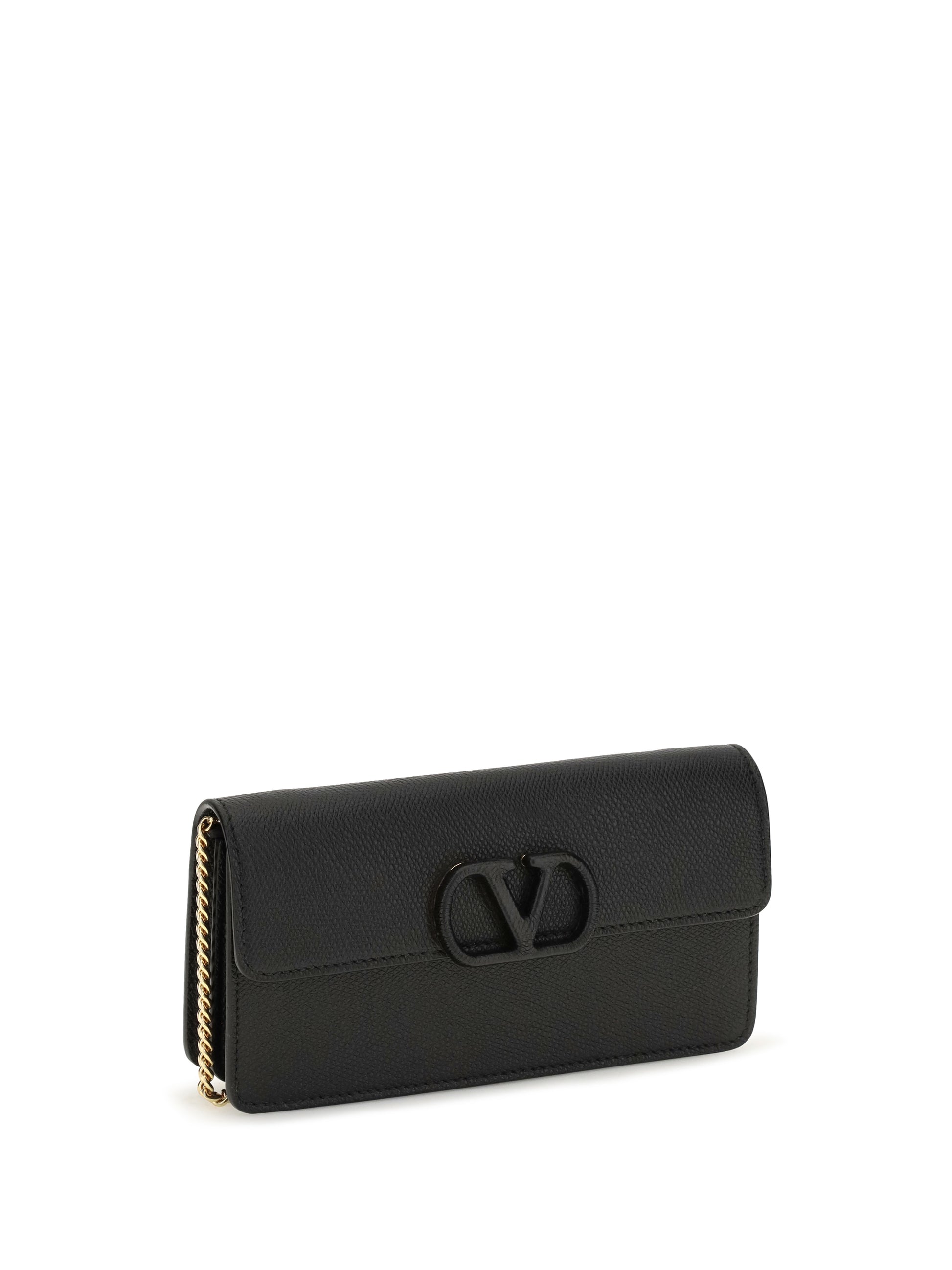 Valentino Garavani Women Vlogo Signature Grainy Calfskin Chain Wallet VALENTINO GARAVANI