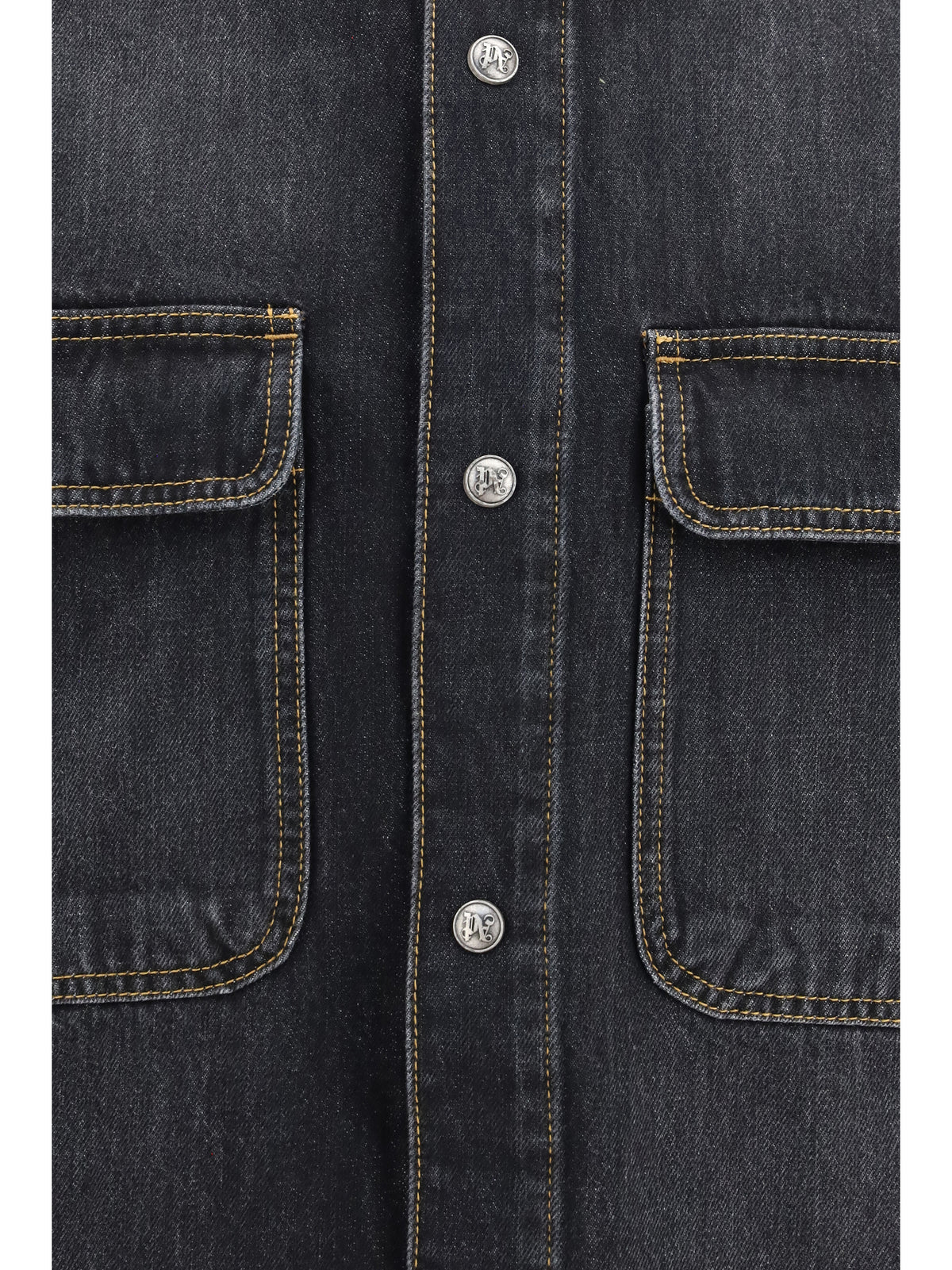 Palm Angels Men Denim Shirt With Back Logo PALM ANGELS