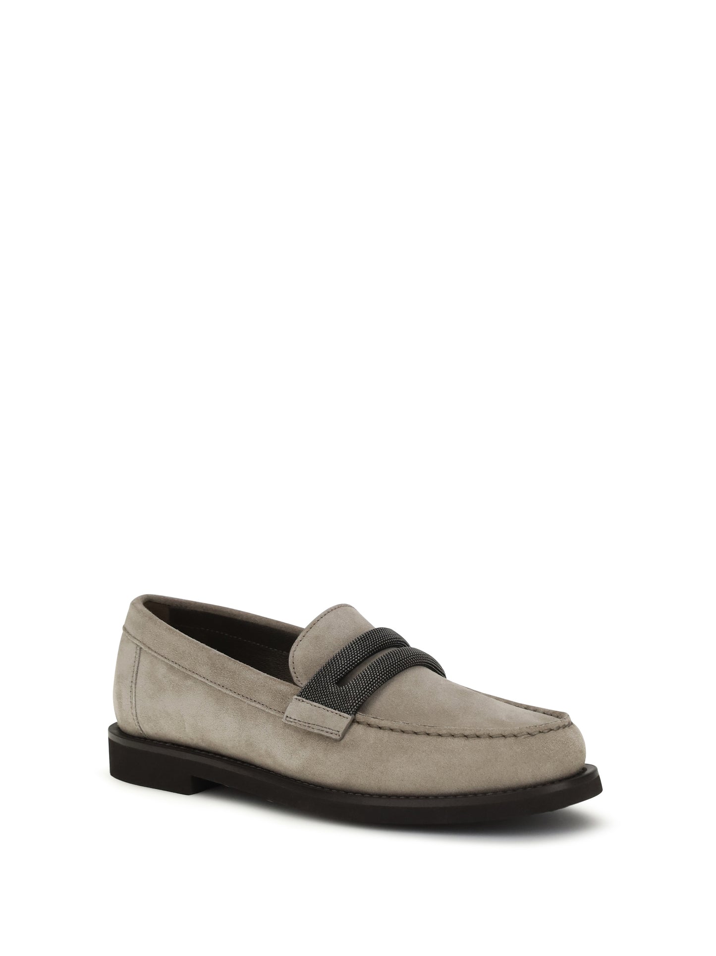 Brunello Cucinelli Women Penny Loafers In Suede With Precious Clamp BRUNELLO CUCINELLI