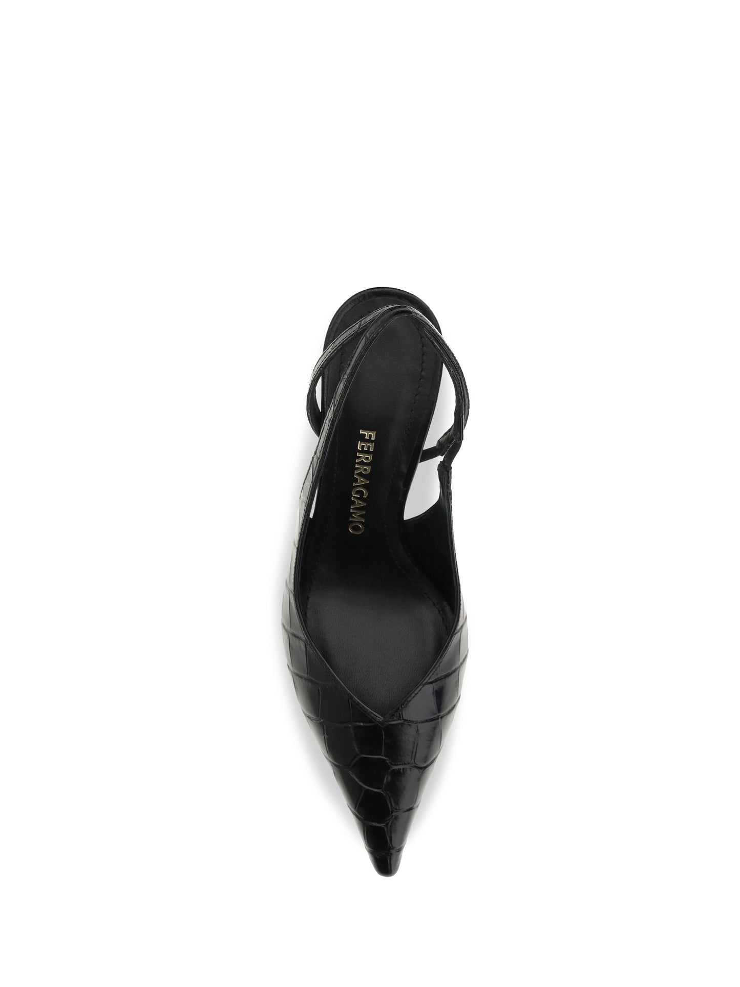 Ferragamo Women Crocodile-Effect Leather Slingback Pumps FERRAGAMO