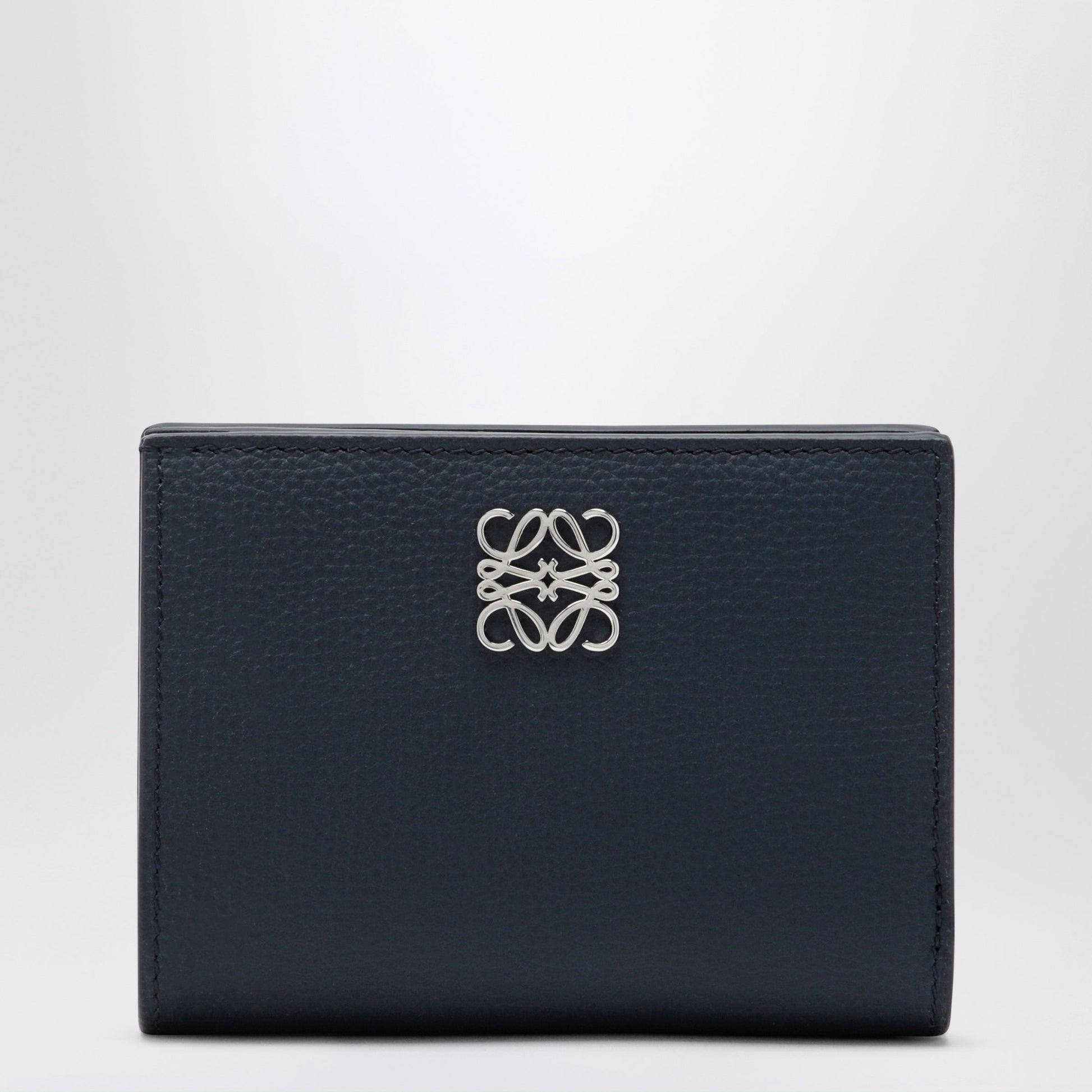 Loewe Anagram Compact Wallet In Hammered Calfskin, Navy Women LOEWE