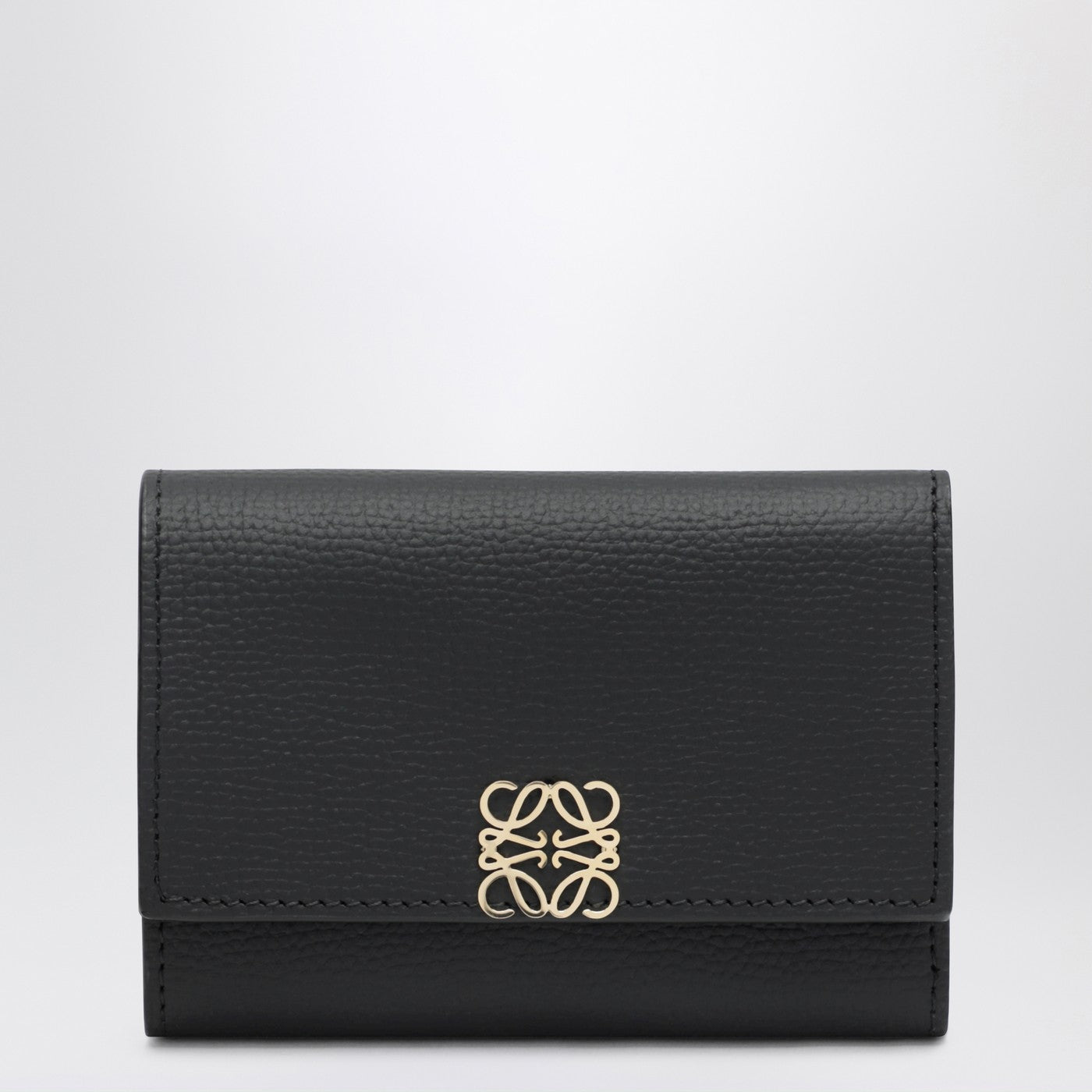 Loewe Small Anagram Wallet In Black Grained Leather Women LOEWE