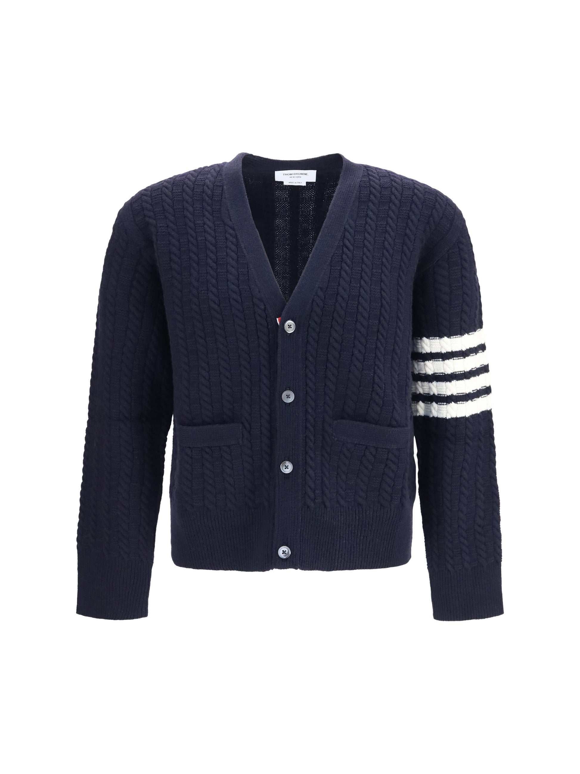 Thom Browne Men V-Neck Sweater With Anchor Embroidery On The Back THOM BROWNE