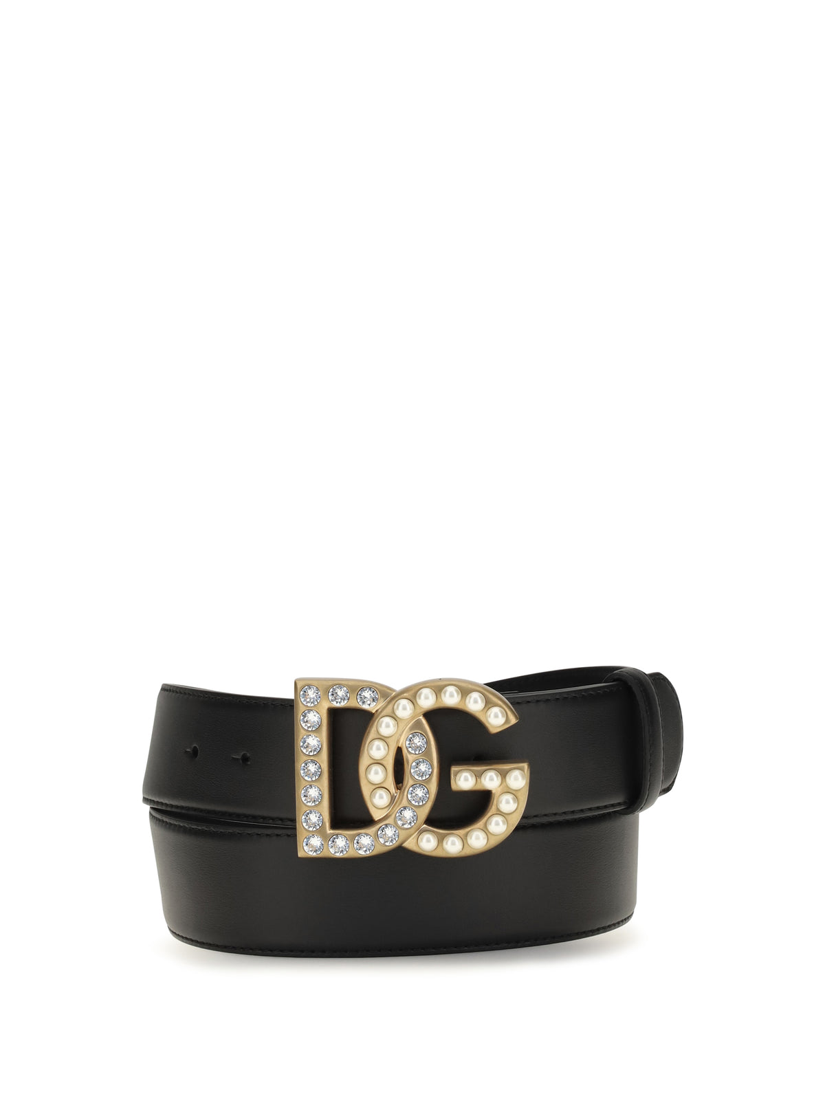 Dolce & Gabbana Women Leather Belt With Crystal Dg Logo DOLCE & GABBANA