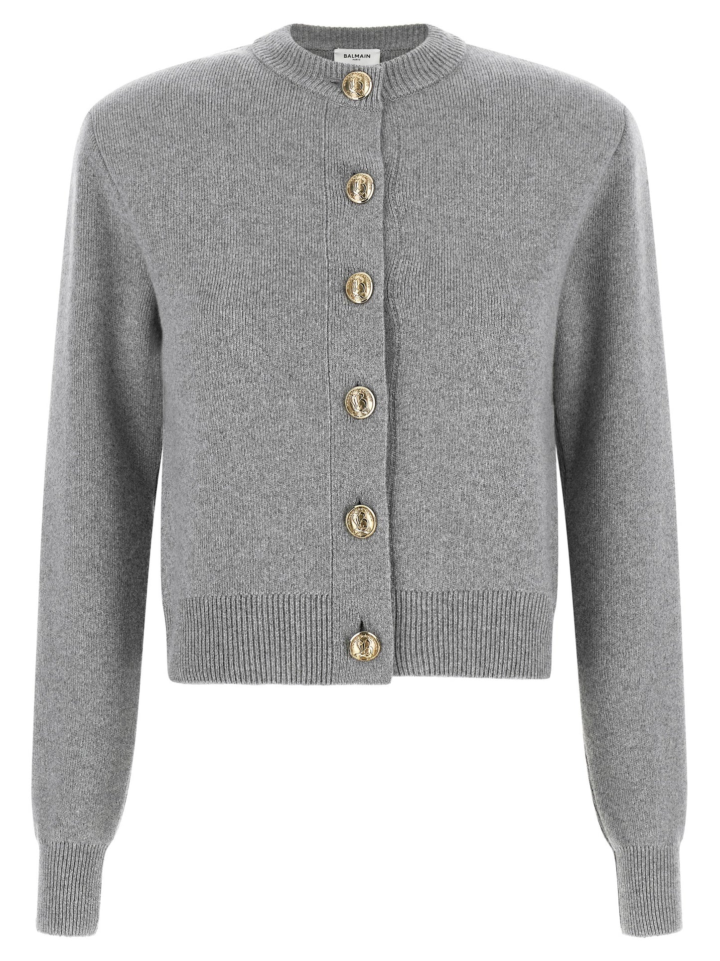 Balmain Women Sculpture Button Crew Neck Cardigan BALMAIN