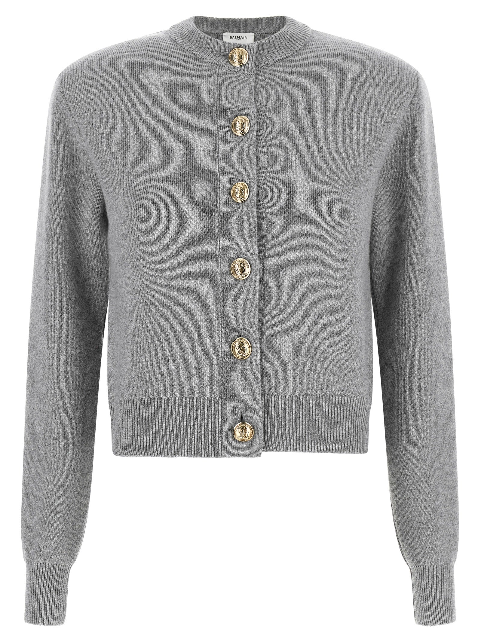Balmain Women Sculpture Button Crew Neck Cardigan BALMAIN