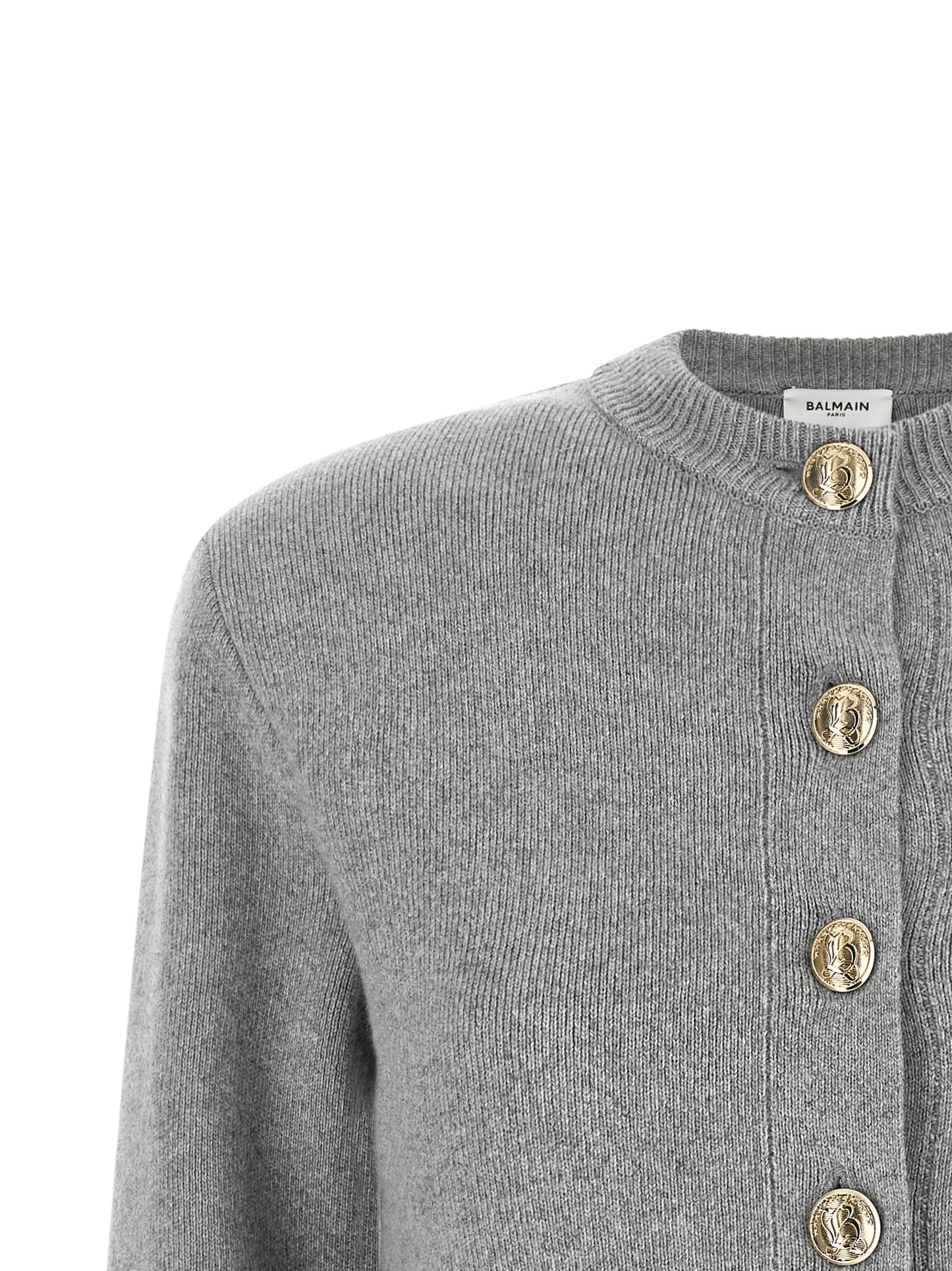 Balmain Women Sculpture Button Crew Neck Cardigan BALMAIN