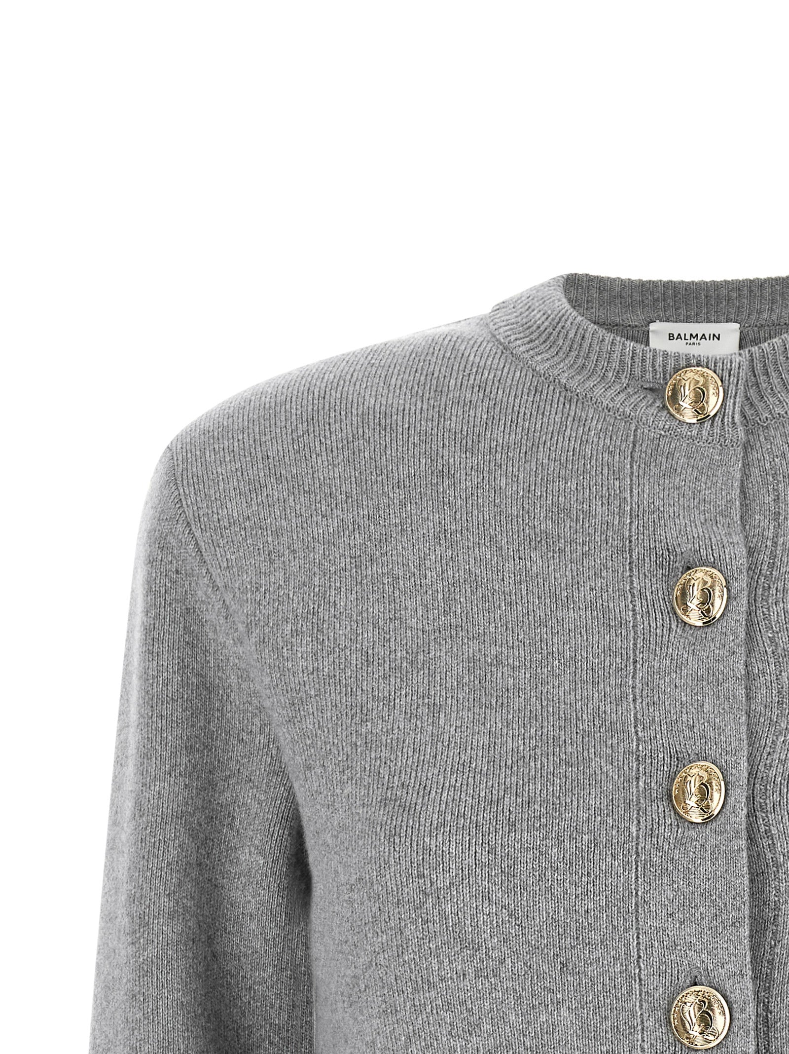 Balmain Women Sculpture Button Crew Neck Cardigan BALMAIN