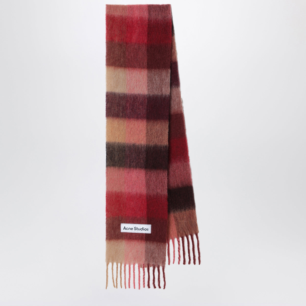 Acne Studios Checked Mohair Scarf Red/Pink/Beige Women ACNE STUDIOS