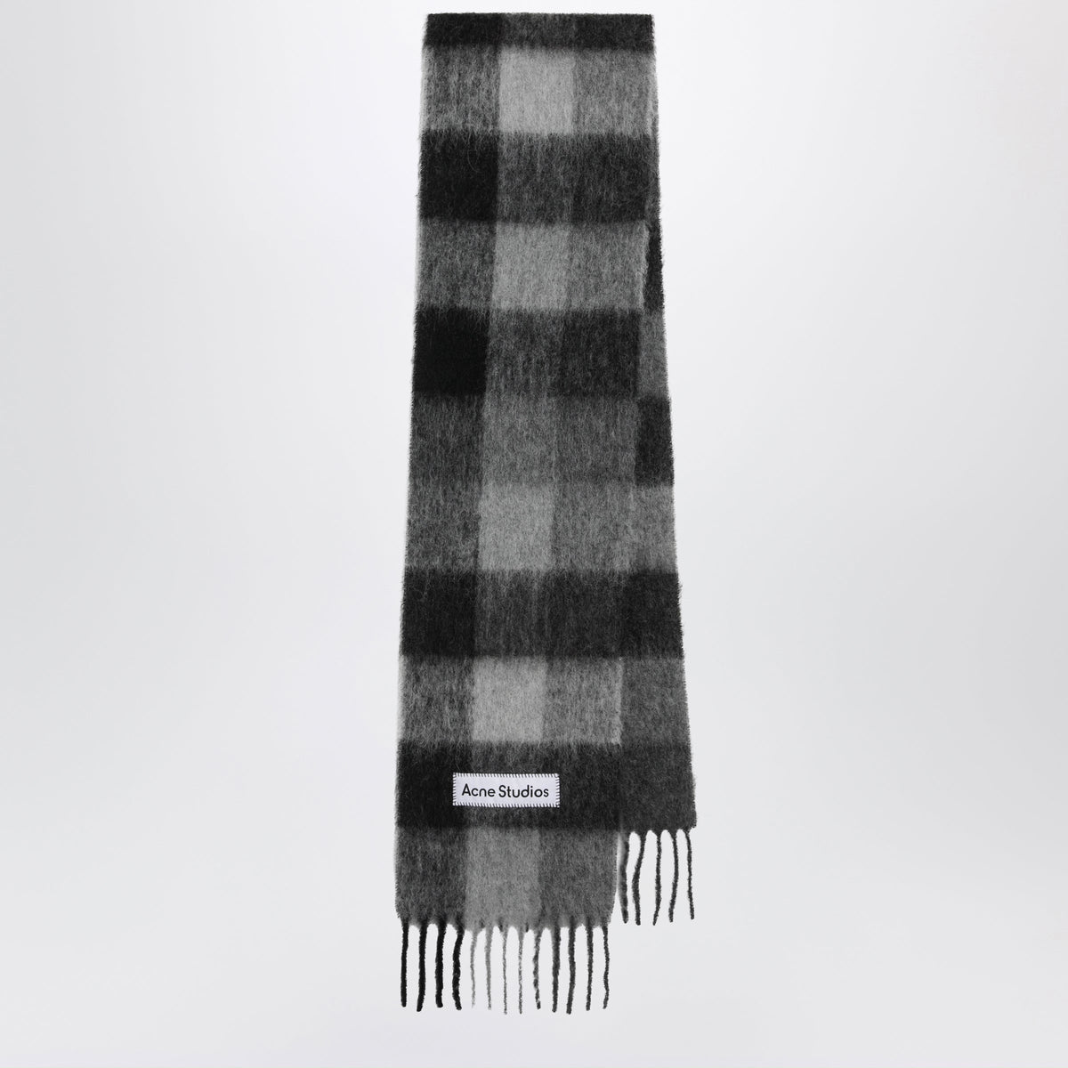 Acne Studios Checked Mohair Scarf Dark Black/Grey/Dark Grey Men ACNE STUDIOS