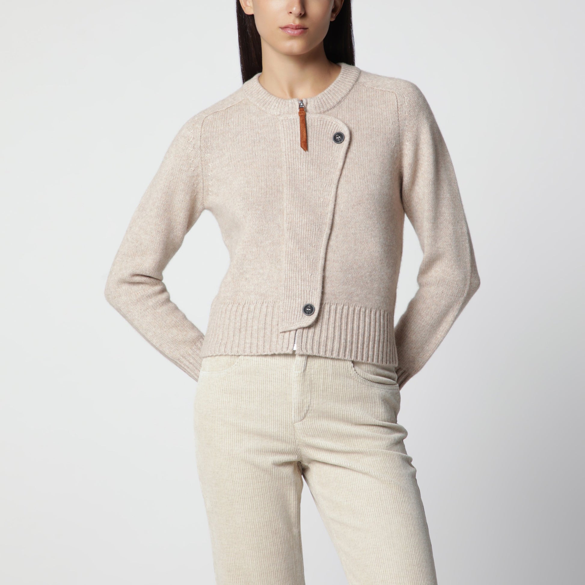 Isabel Marant Beige Wool Zip-Up Cardigan Women ISABEL MARANT