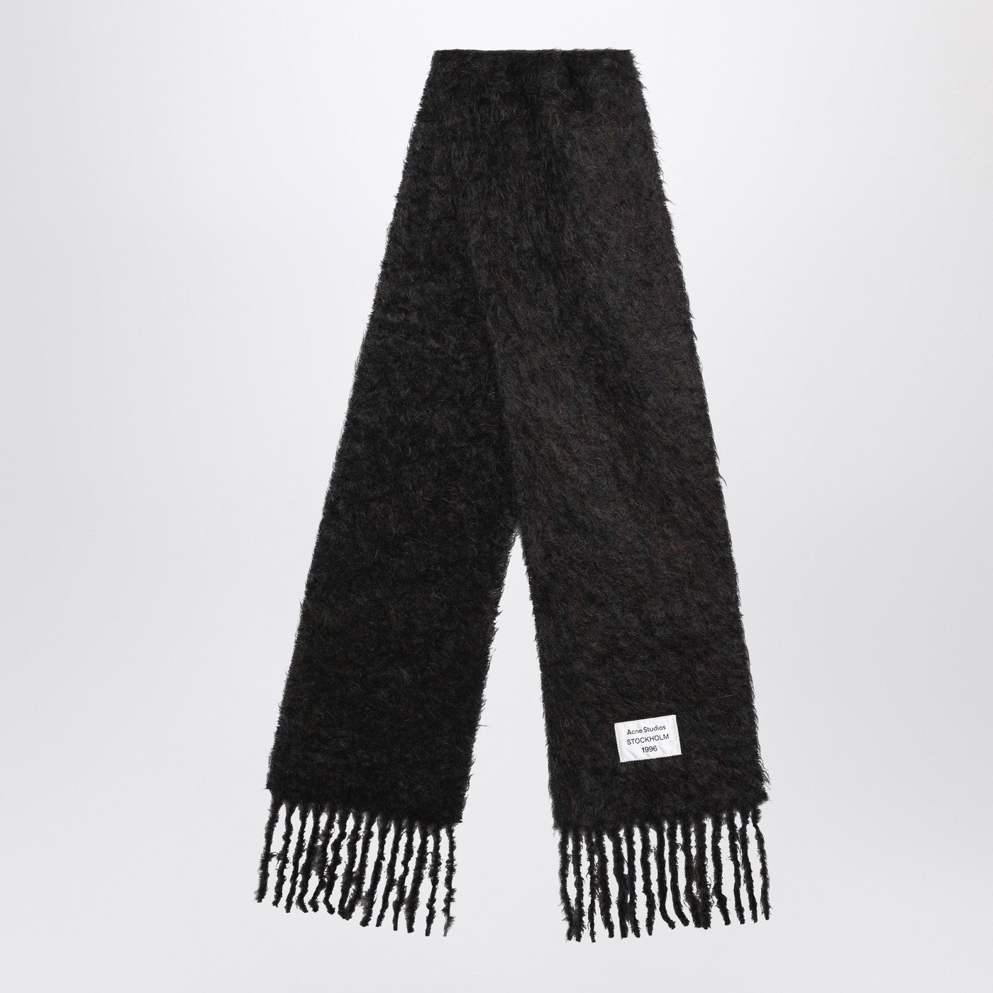 Acne Studios Black Wool Scarf With Logo Men ACNE STUDIOS