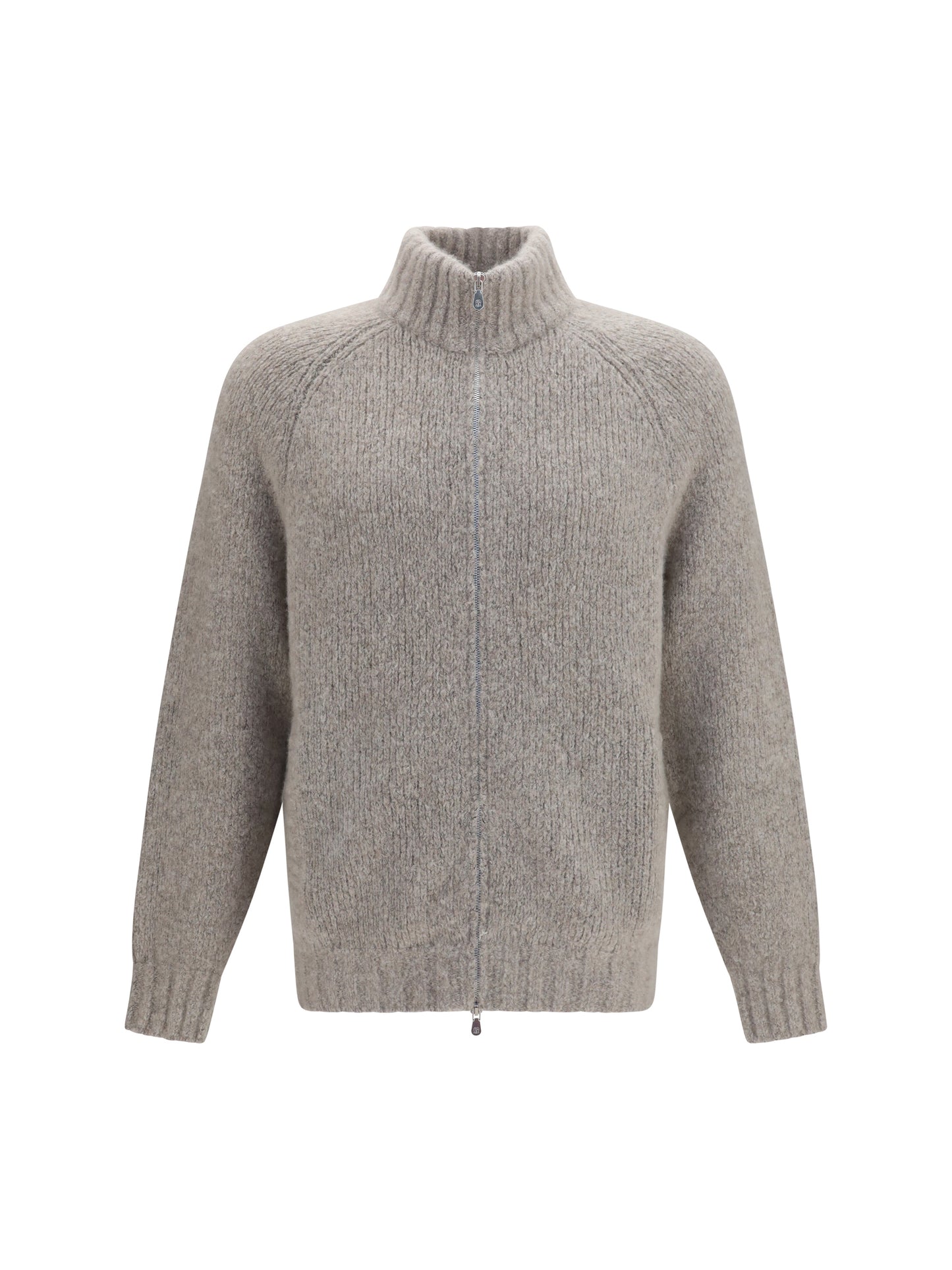 Brunello Cucinelli Men High-Neck Cashmere And Silk Cardigan With Zip