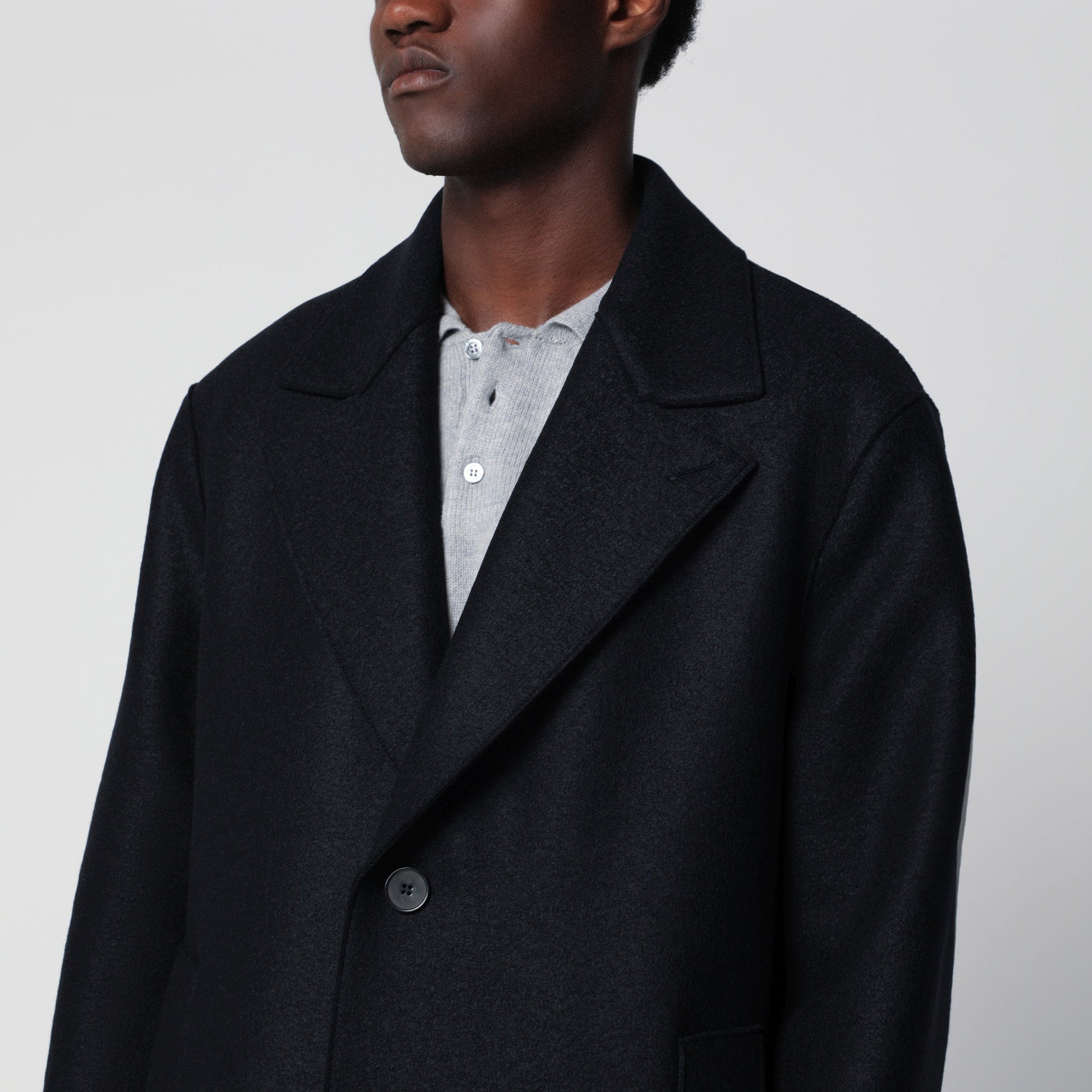 Harris Wharf London Dark Blue Single-Breasted Wool Coat Men HARRIS WHARF LONDON