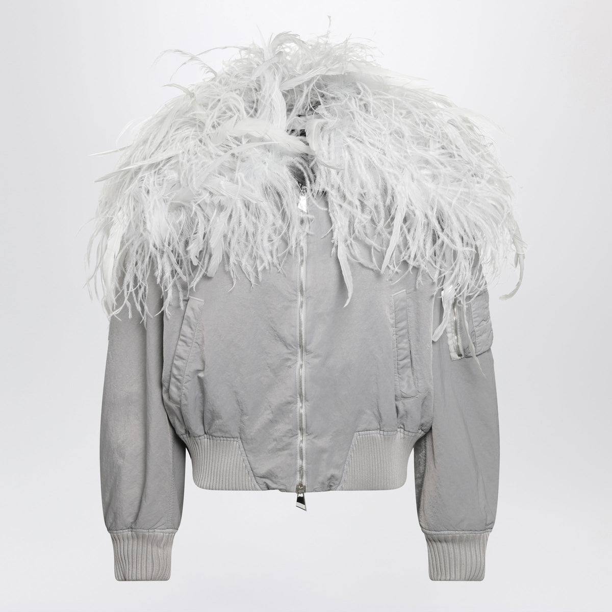 The Attico Ice-Coloured Bomber Jacket With Feathers Women THE ATTICO