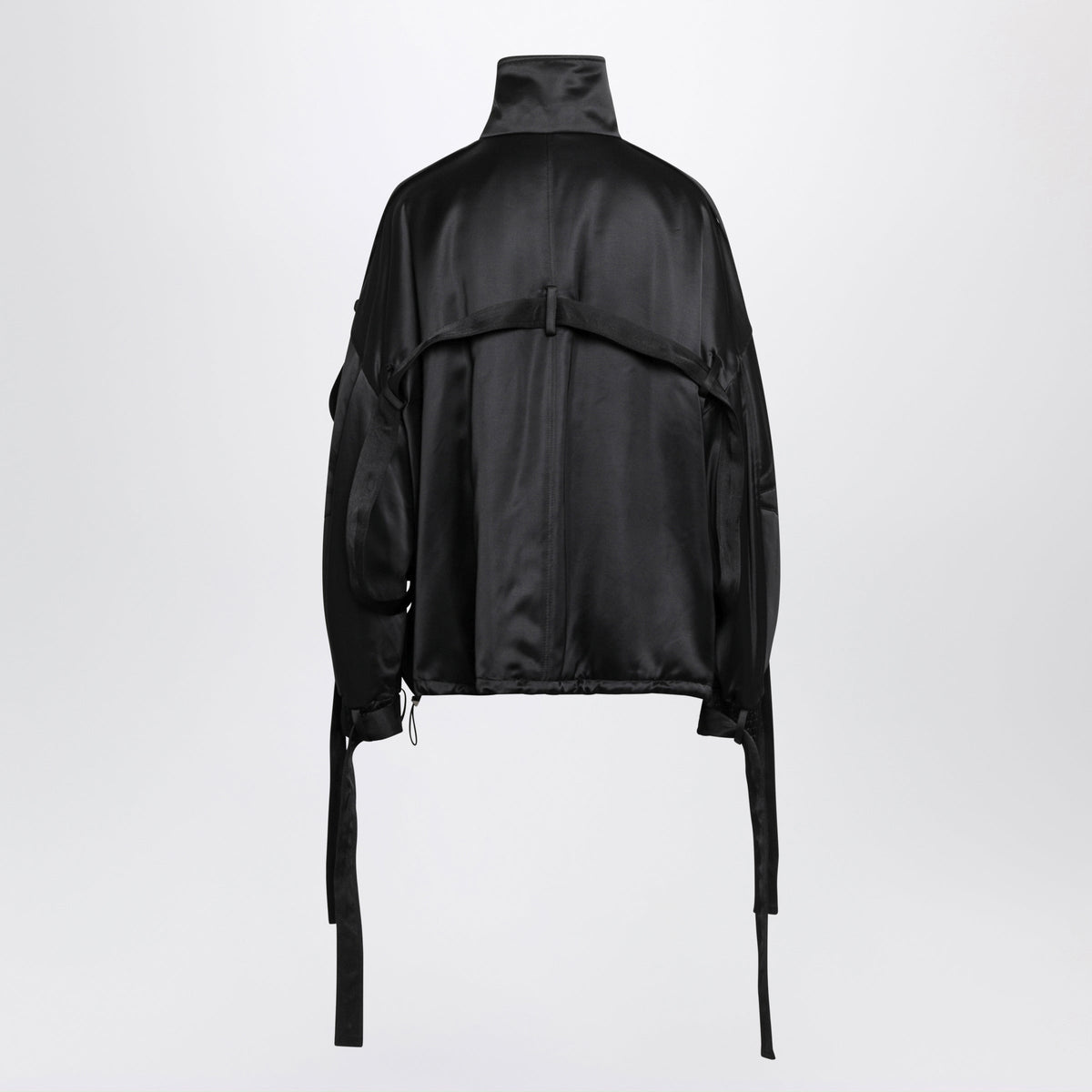 The Attico Black Deconstructed Bomber Jacket In Satin Women THE ATTICO